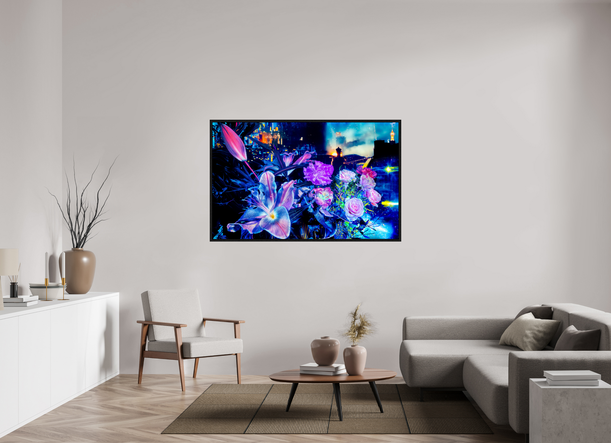 159.6 x 100 cm, 8 Black American box The petals watching over the metropolitan city