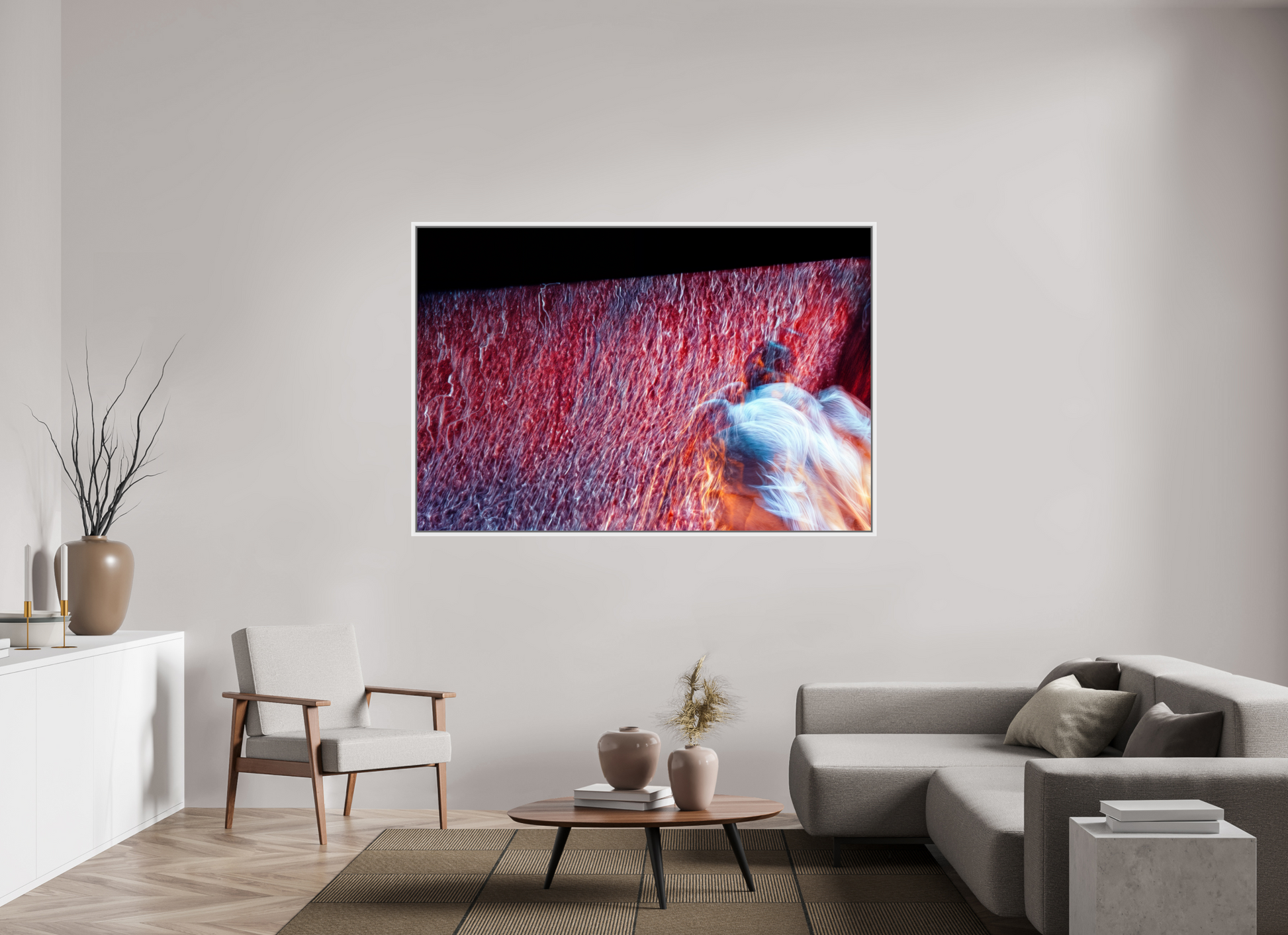 180 x 120 cm, 9 White American Box Where fire turns into rain