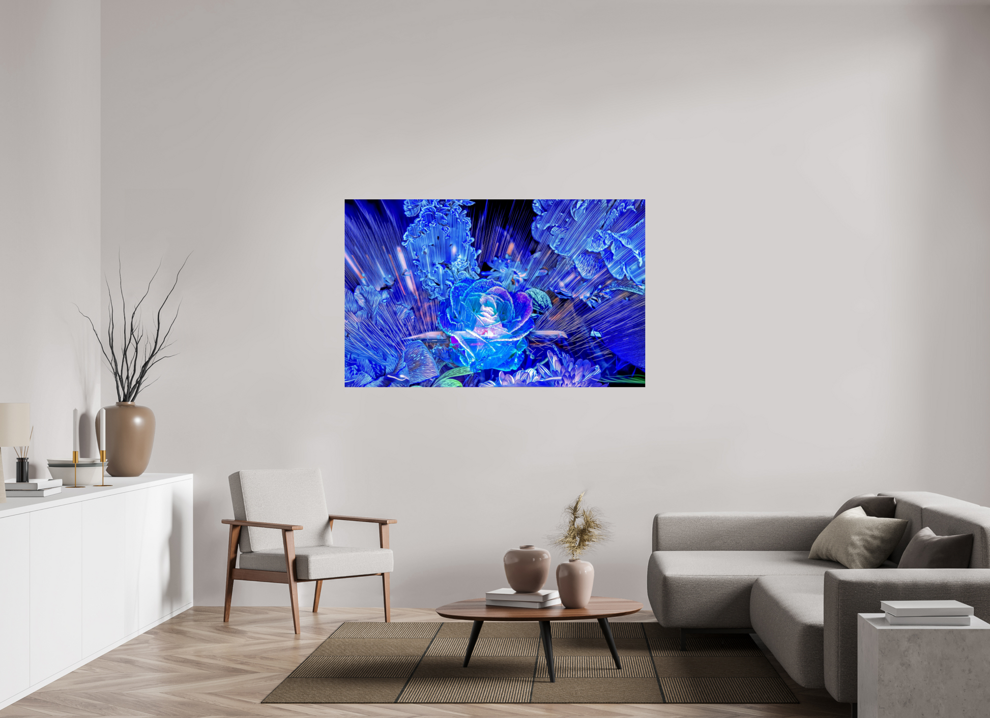 160 x 100 cm, 1 Tirage simple sur papier photo Fuji Crystal Pearl Rose née d’un éclat céleste