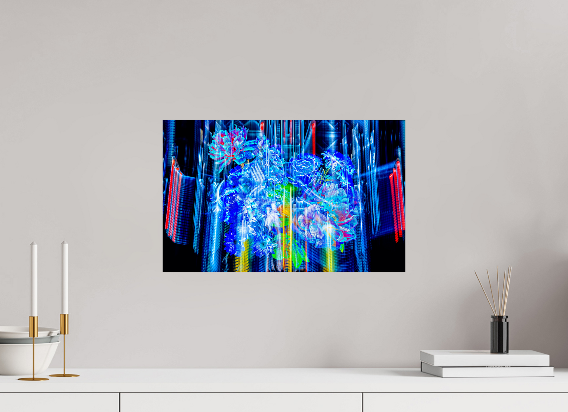 48 x 30 cm, 2 Tirage photo contrecollé sur Dibond Floraisons du monde cybernétique