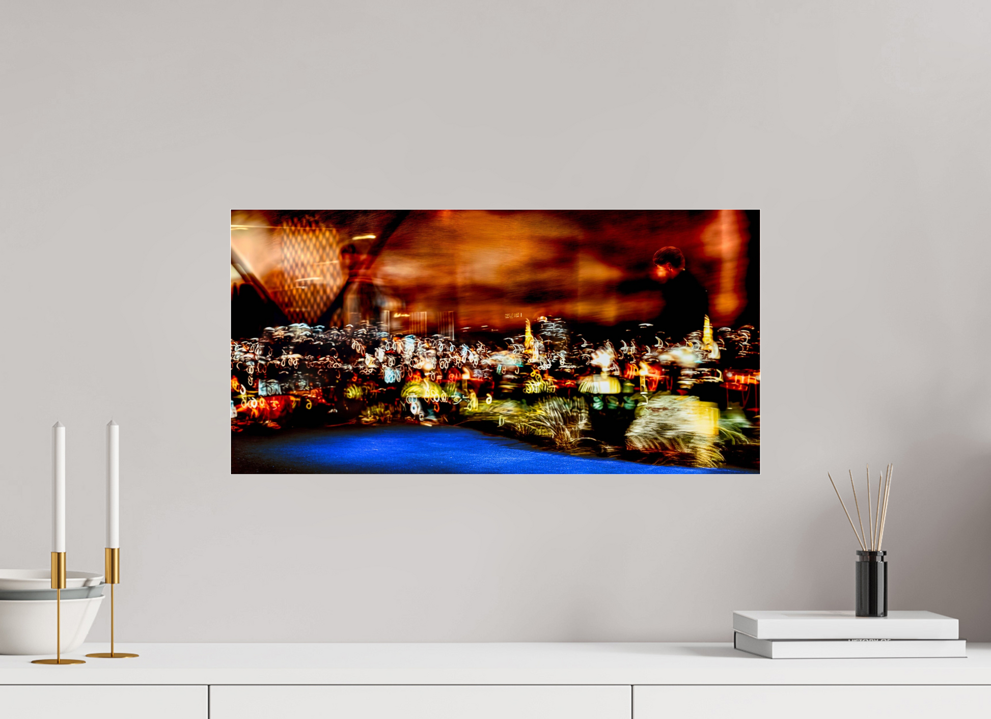 60 x 30 cm, 3 Photo print under acrylic glass Walker through the urban nebula