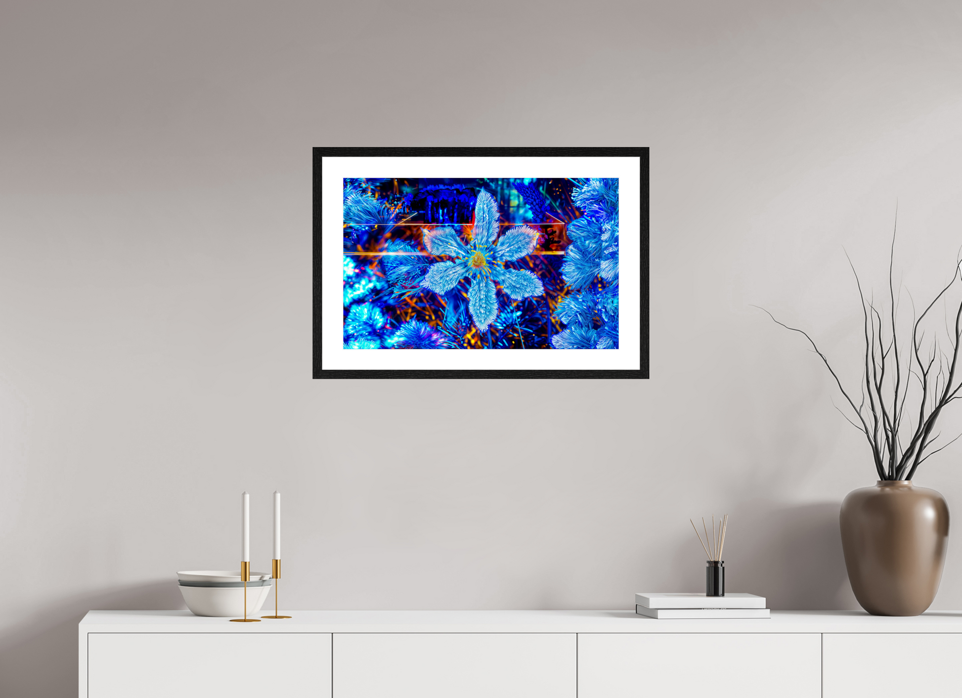 63.8 x 40 cm, 4 Black Frame: White Mat The Flower That Dreamed of Stars