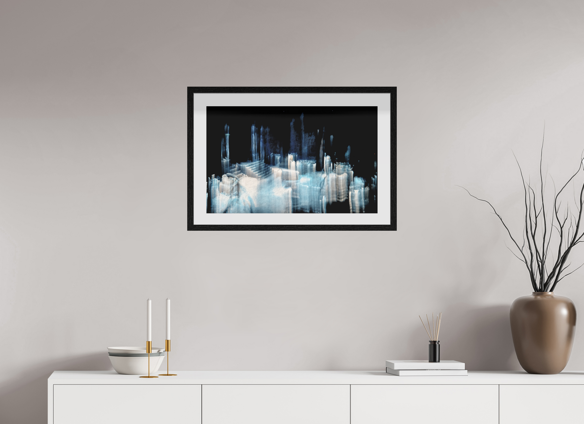 64 x 40 cm, 10 Cadre Noir Flottant Cathédrale de glace brisée