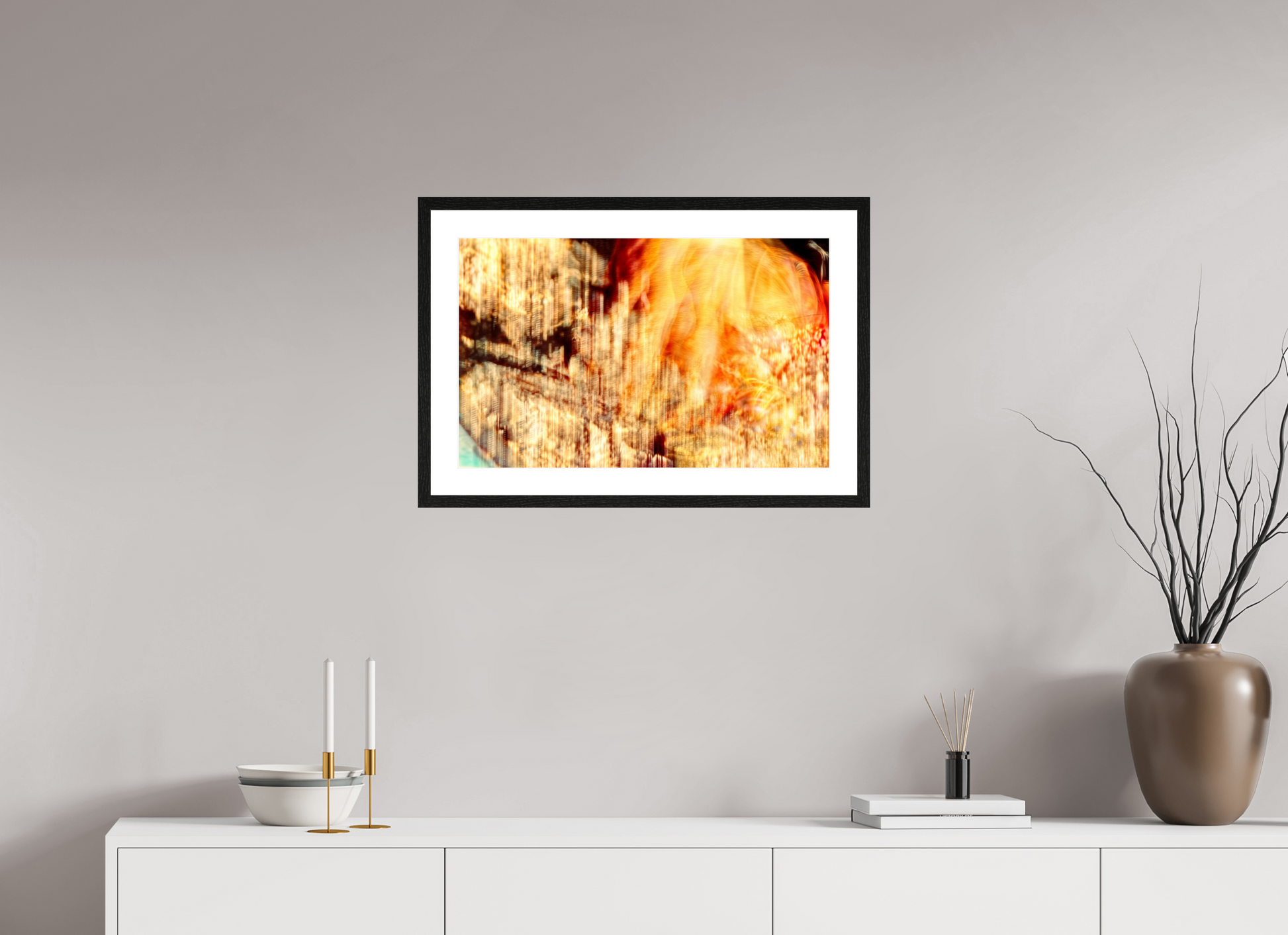 64 x 40 cm, 4 Black Frame: White Mat The incandescent heart of the world