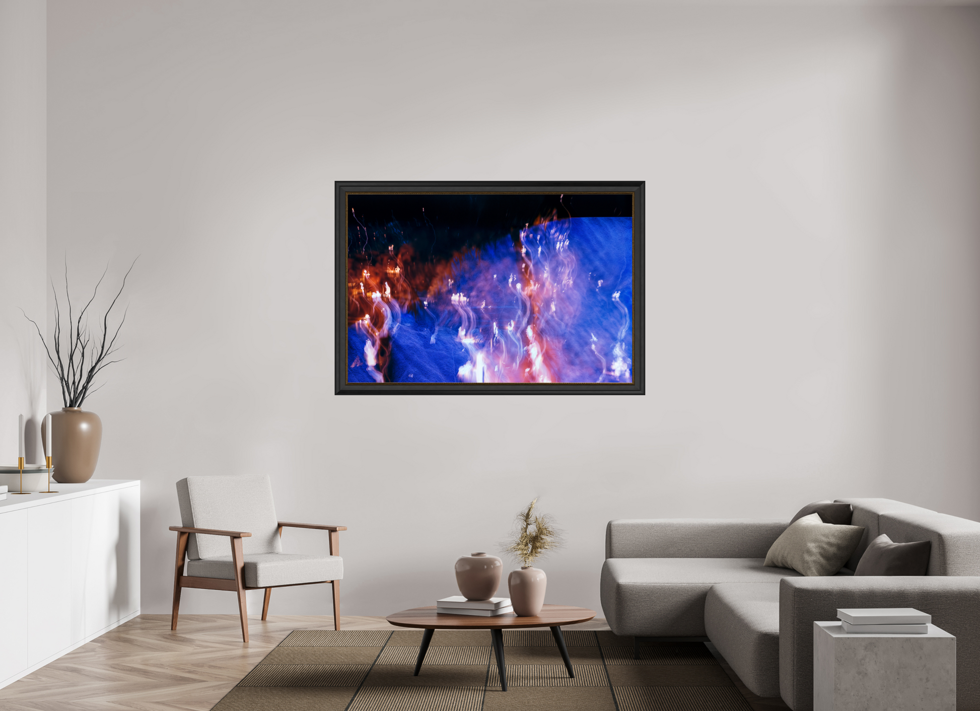 150 x 100 cm, 11 Black-Gold Frame Song of Wandering Flames