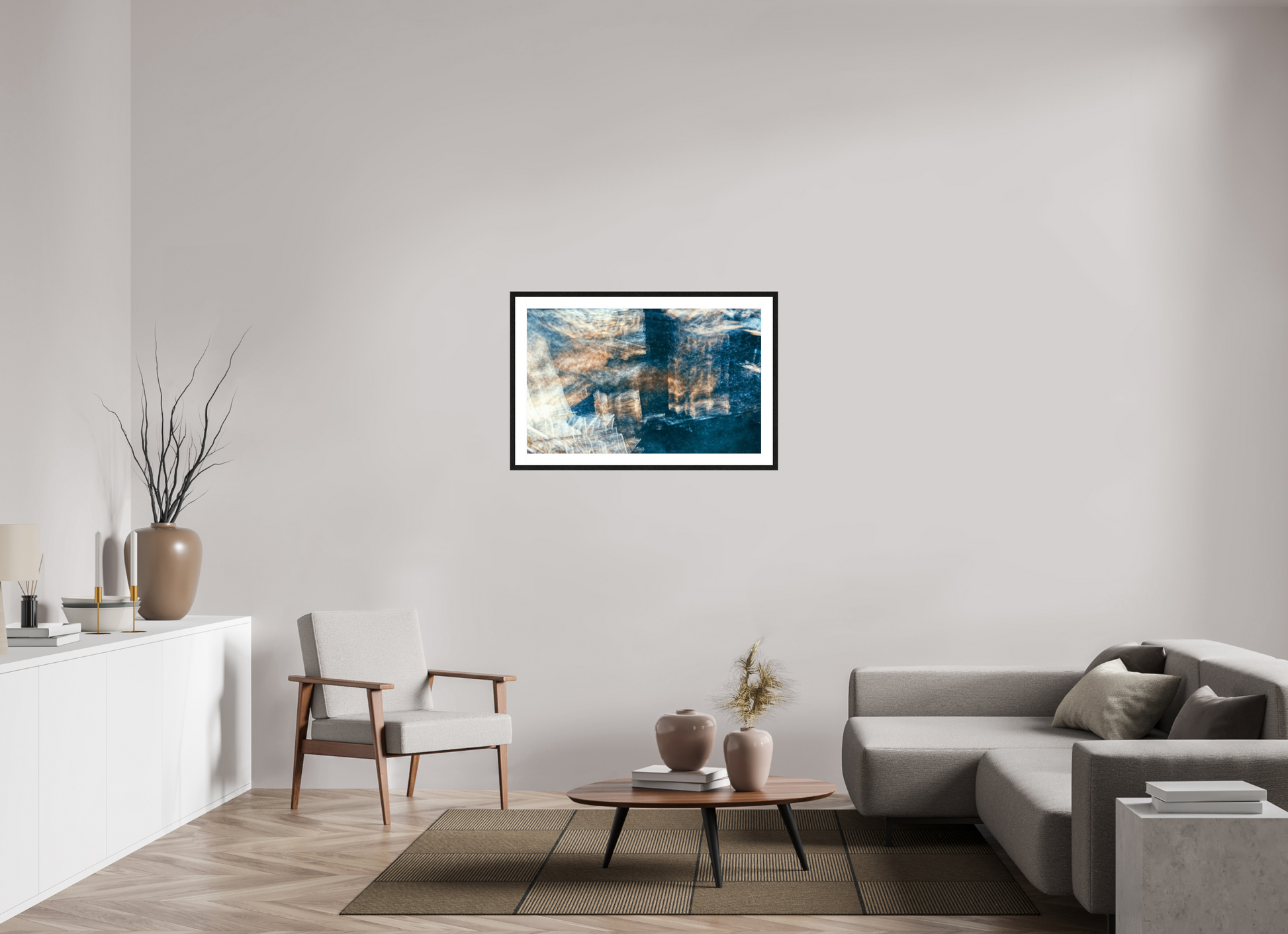 96.3 x 60 cm, 4 Black Frame: White Mat Cartography of a faded dream