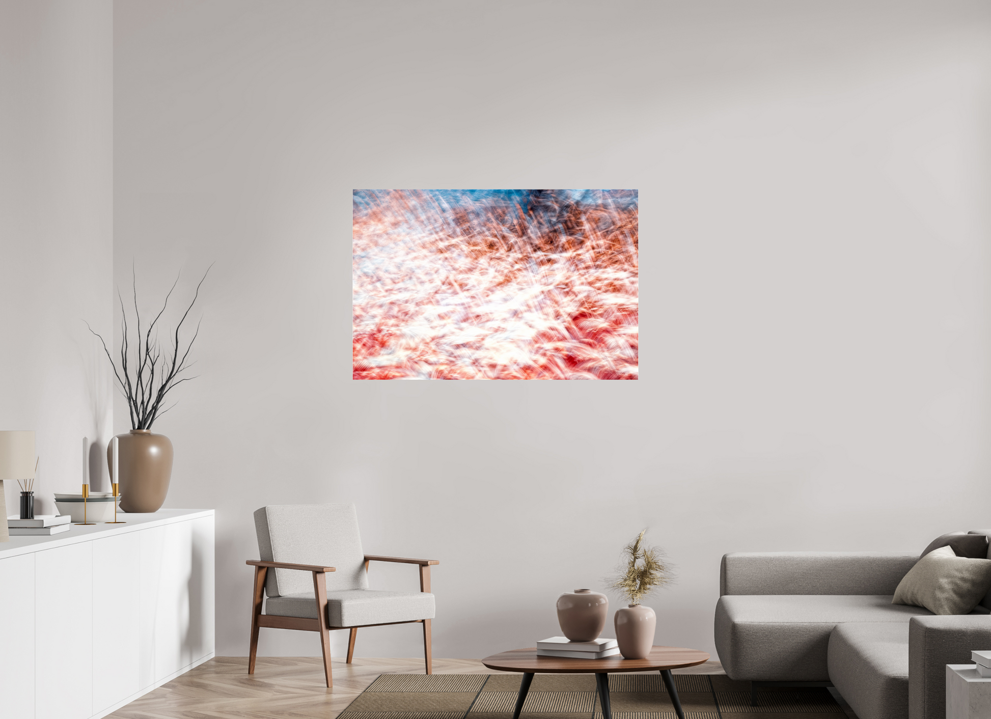 120 x 80 cm, 3 Photo print under acrylic glass The Sea of Red Feathers