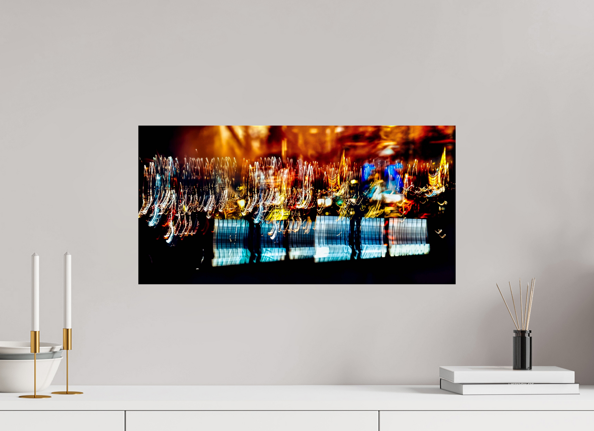 60 x 30 cm, 2 Photo print mounted on Dibond The golden evening rain