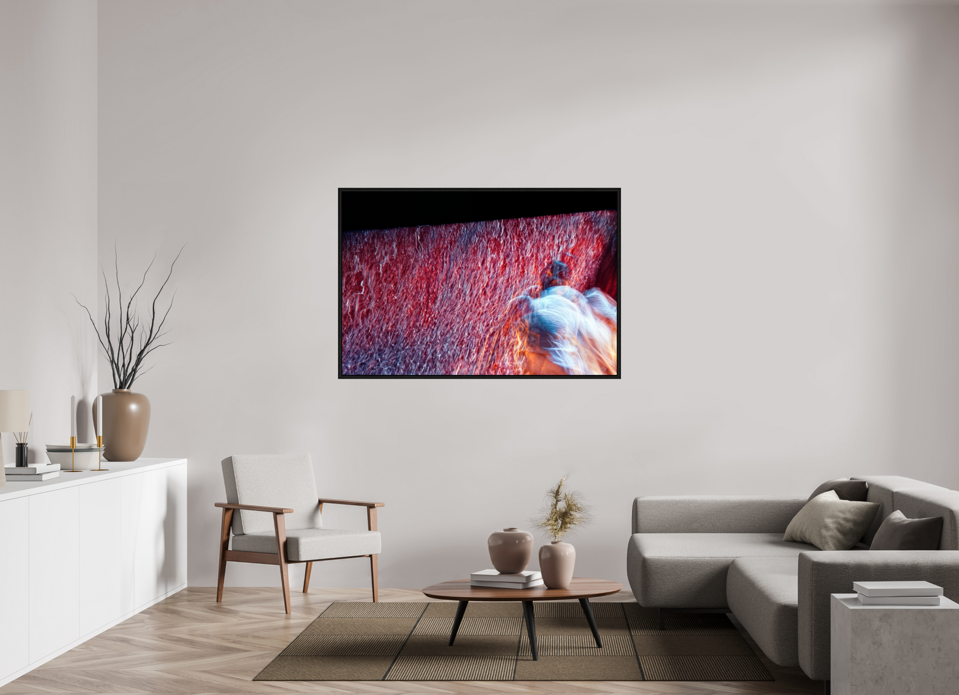 150 x 100 cm, 8 Black American Box Where fire turns into rain