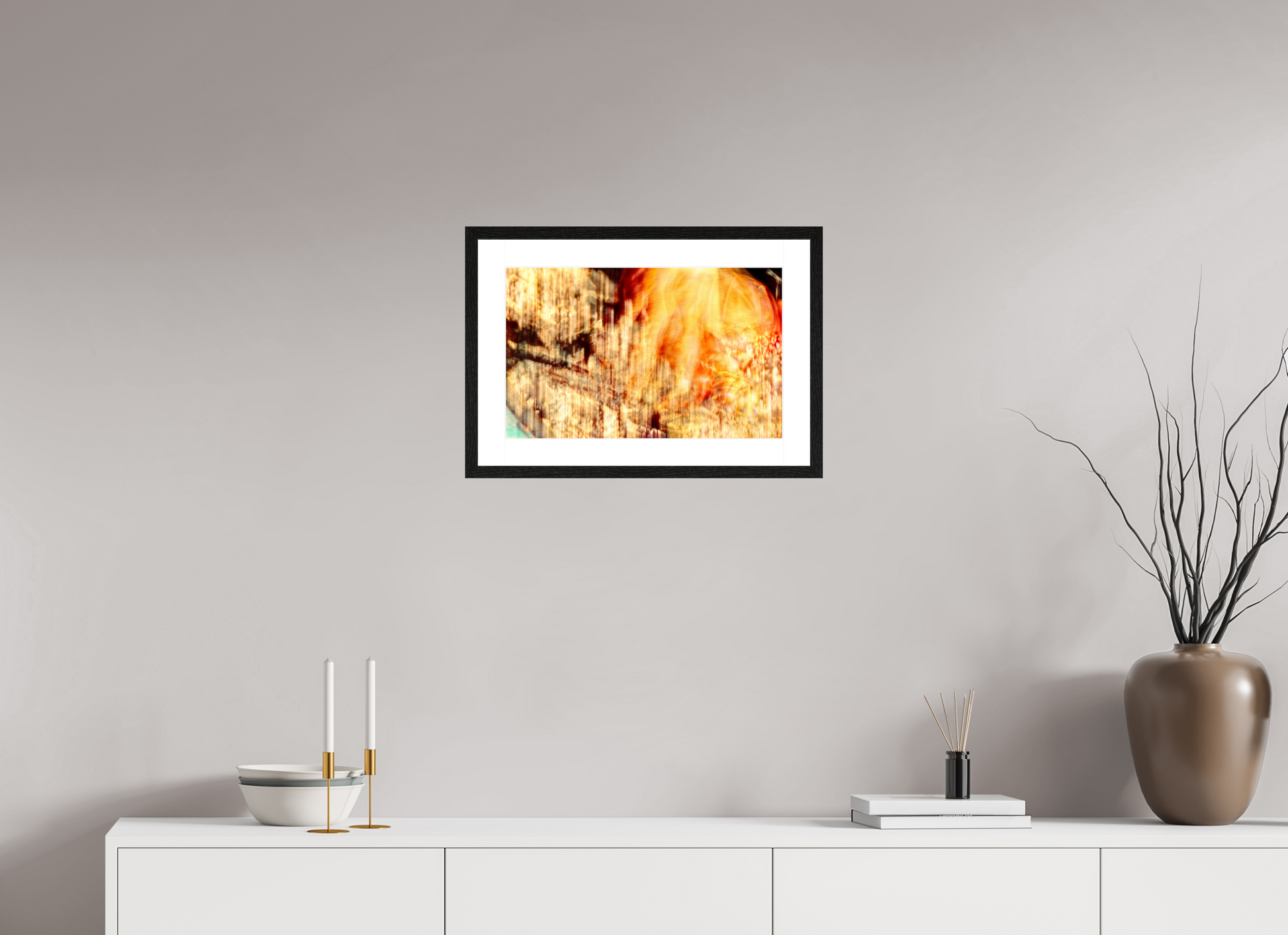48 x 30 cm, 4 Black Frame: White Mat The incandescent heart of the world