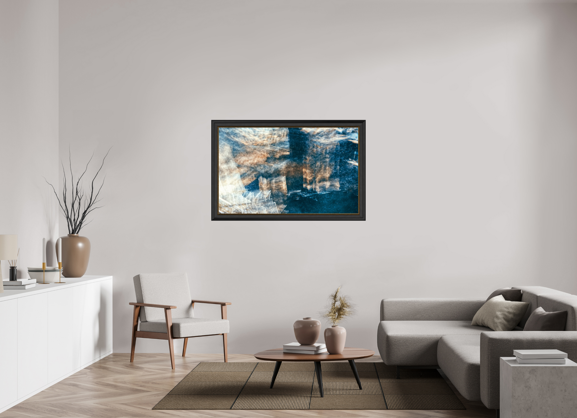 128.4 x 80 cm, 11 Black-Gold Frame Cartography of a faded dream