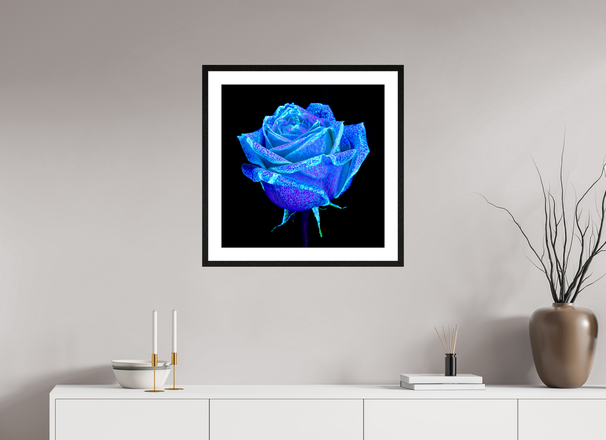 60 x 60 cm, 4 Black Frame: White Mat The Rose That Dreamed of the Sky