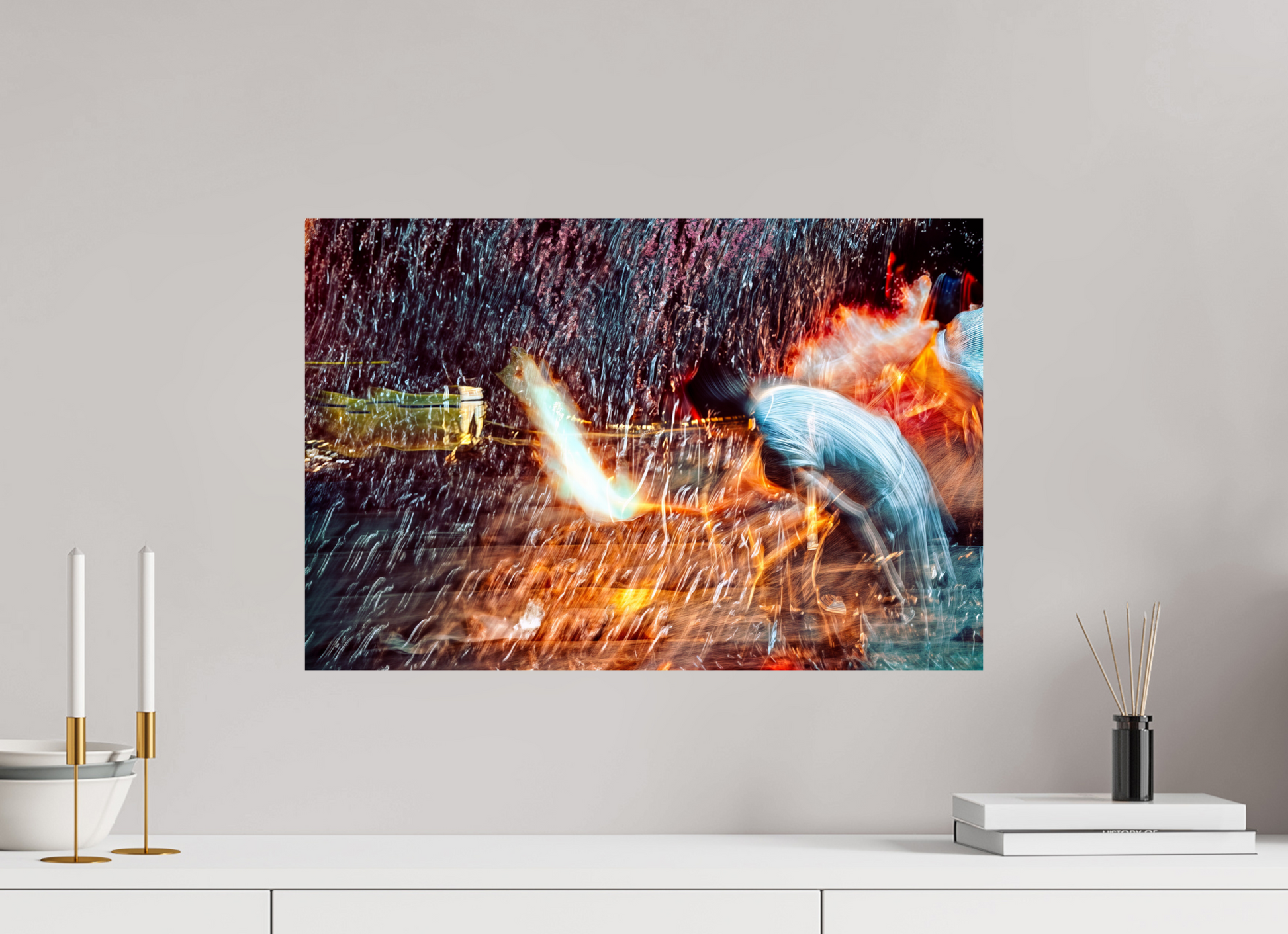 60 x 40 cm, 1 Tirage simple sur papier photo Fuji Crystal Pearl Rituel où le feu apprend le rythme