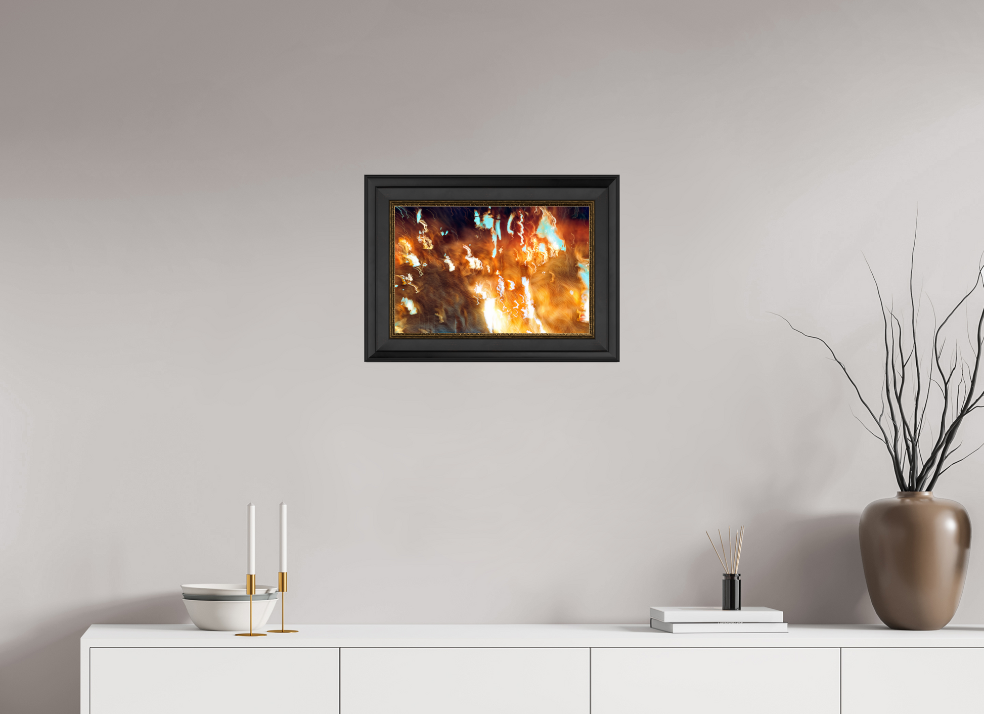 45 x 30 cm, 11 Cadre Noir-Or Les braises du souvenir
