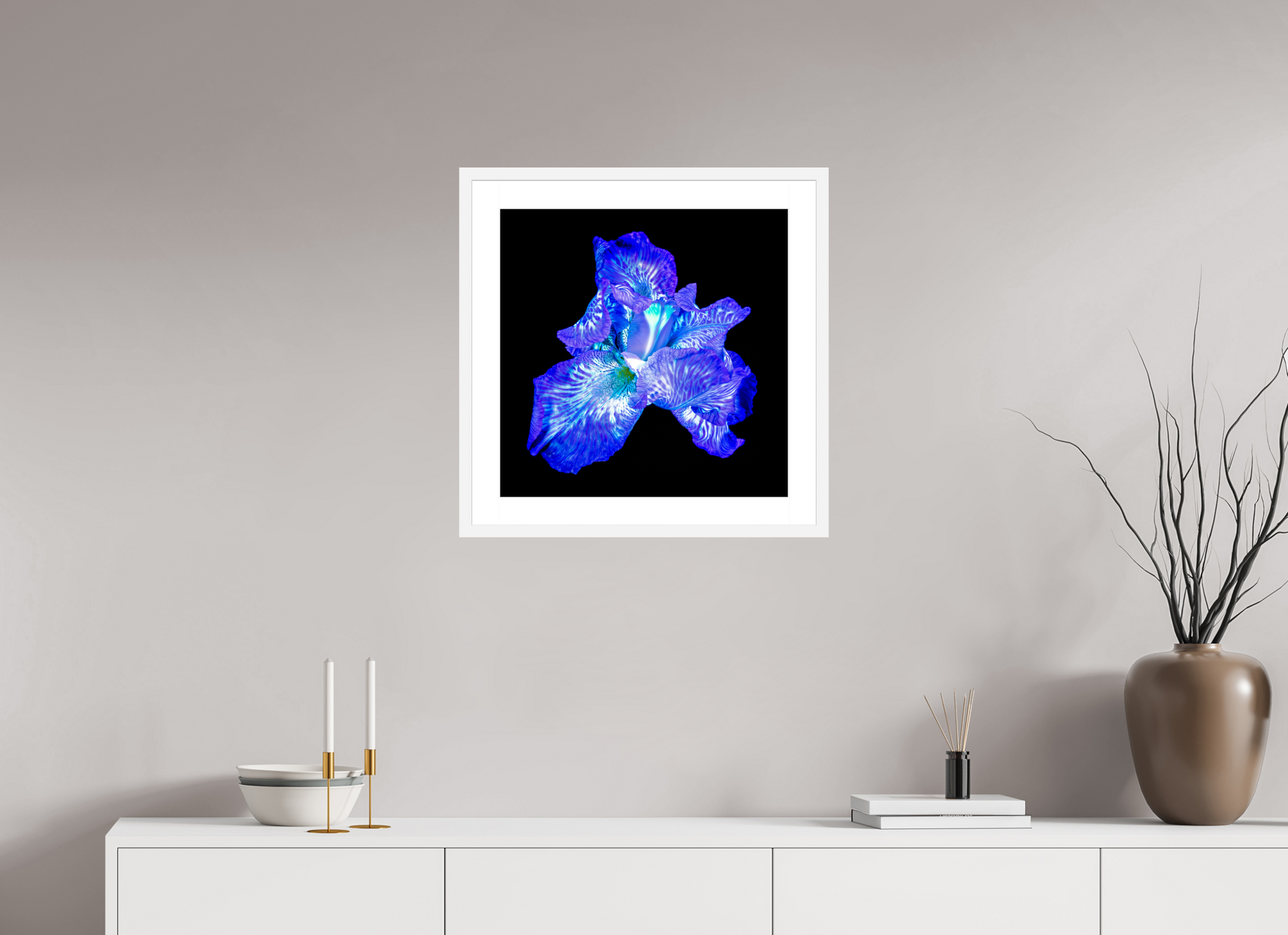 50 x 50 cm, 6 White Frame: White Mat L’Opale des Ombres