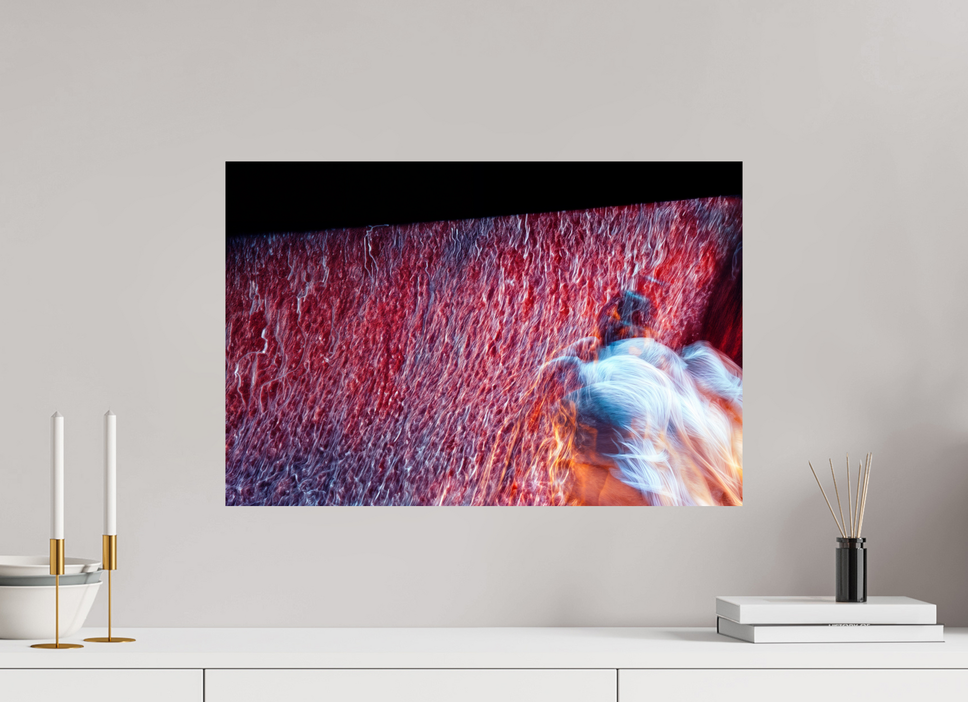 60 x 40 cm, 2 Photo print mounted on Dibond Where fire turns into rain