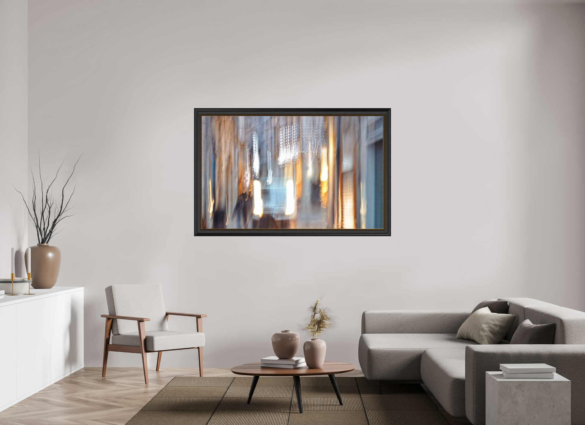 160 x 100 cm, 11 Black-Gold Frame Weightless Alley