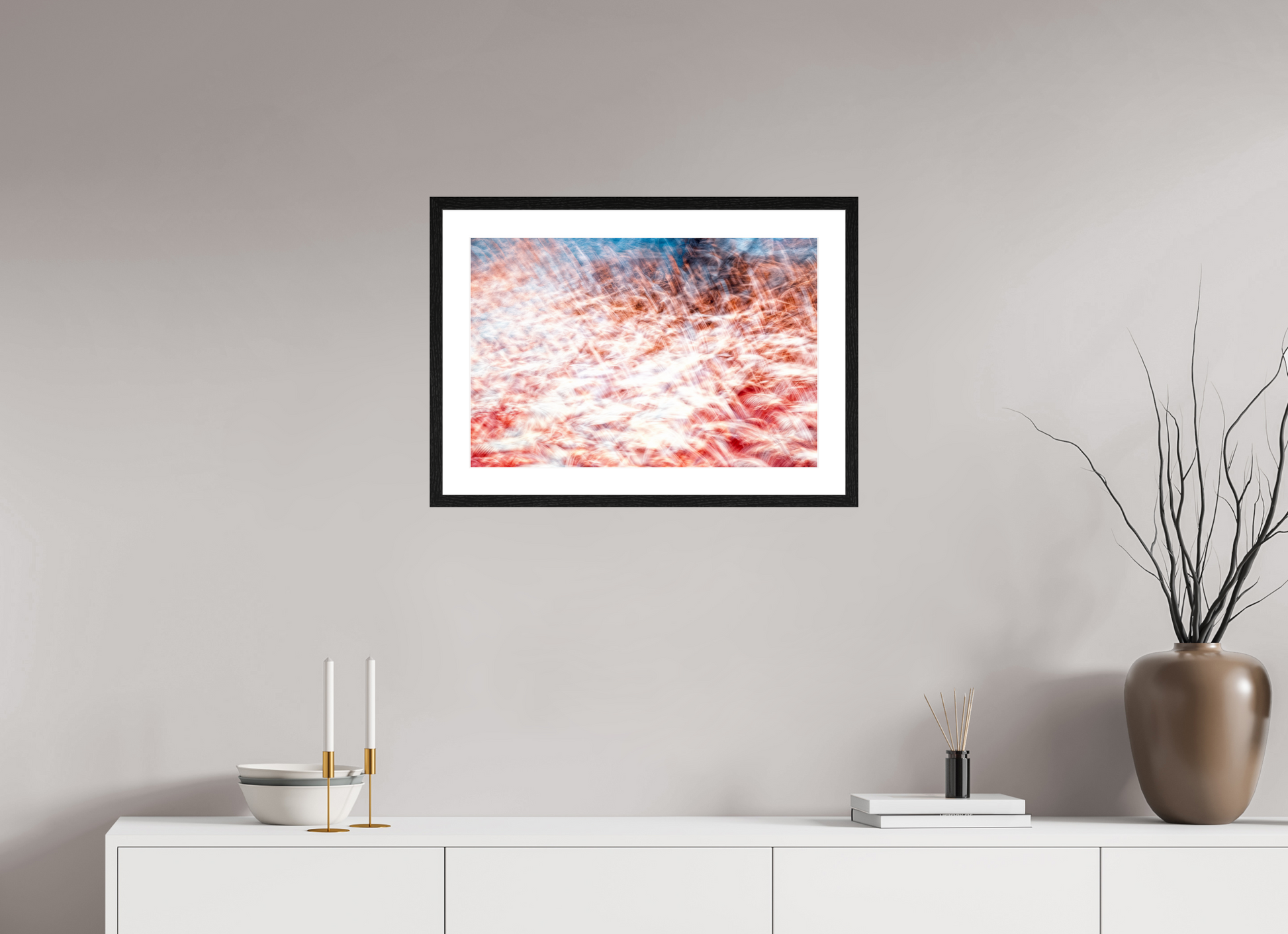 60 x 40 cm, 4 Black Frame: White Mat The Sea of Red Feathers