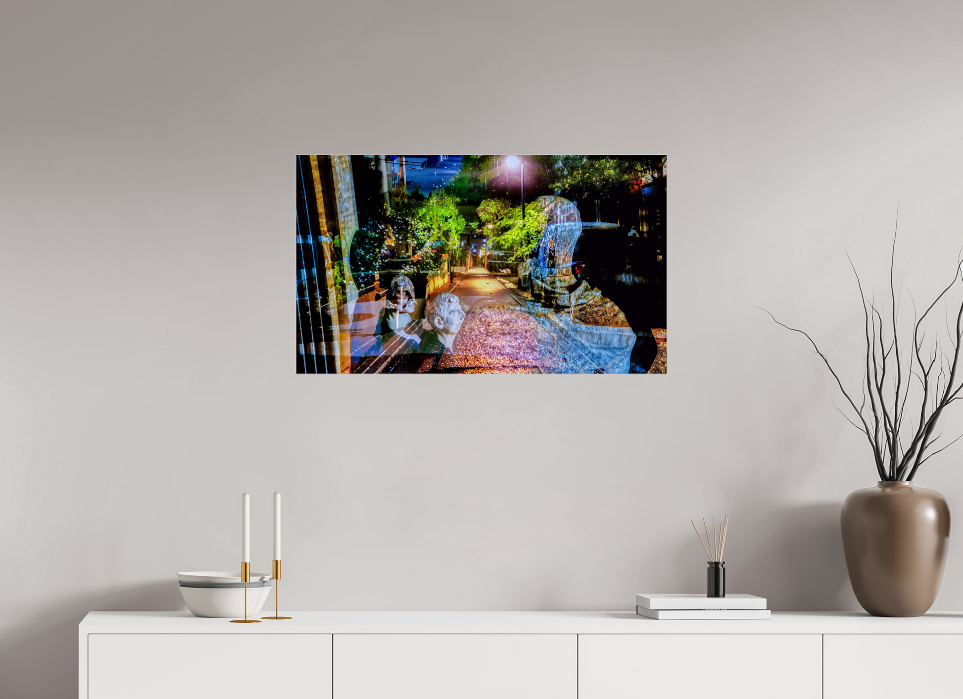 84.8 x 50 cm, 3 Photo print under acrylic glass The watchers of a nocturnal passage