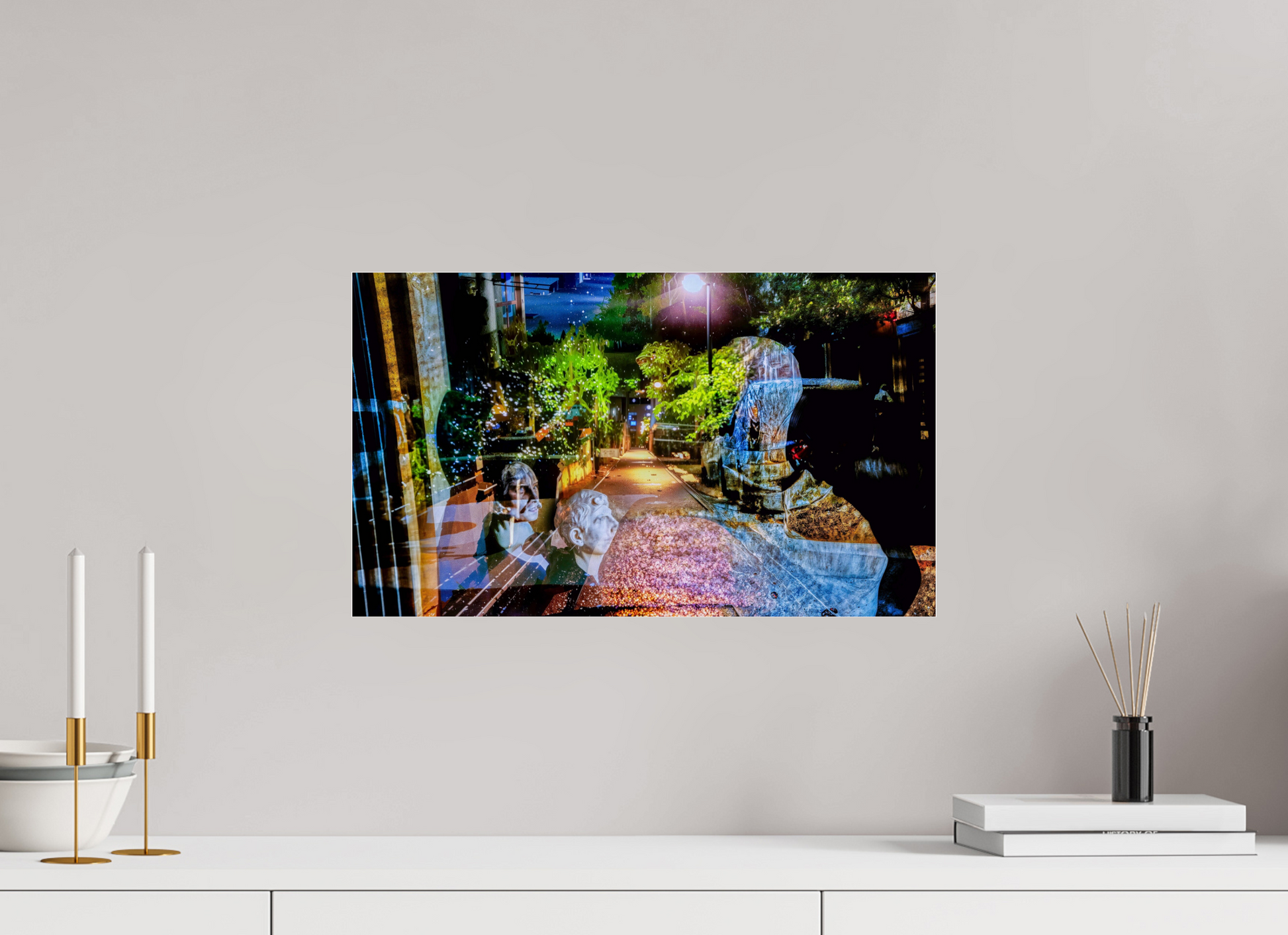 50.9 x 30 cm, 3 Photo print under acrylic glass The watchers of a nighttime passage