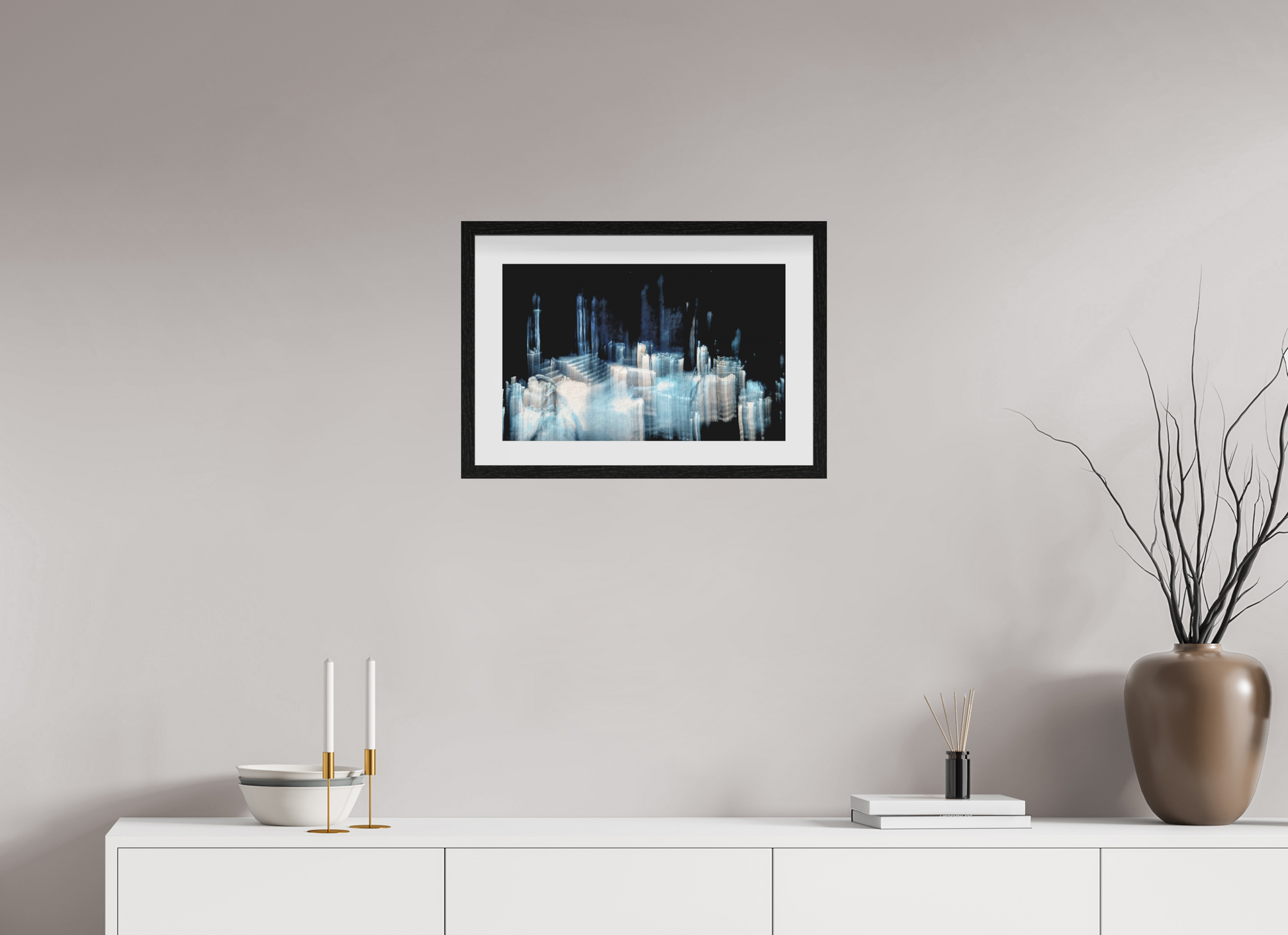 48 x 30 cm, 10 Cadre Noir Flottant Cathédrale de glace brisée