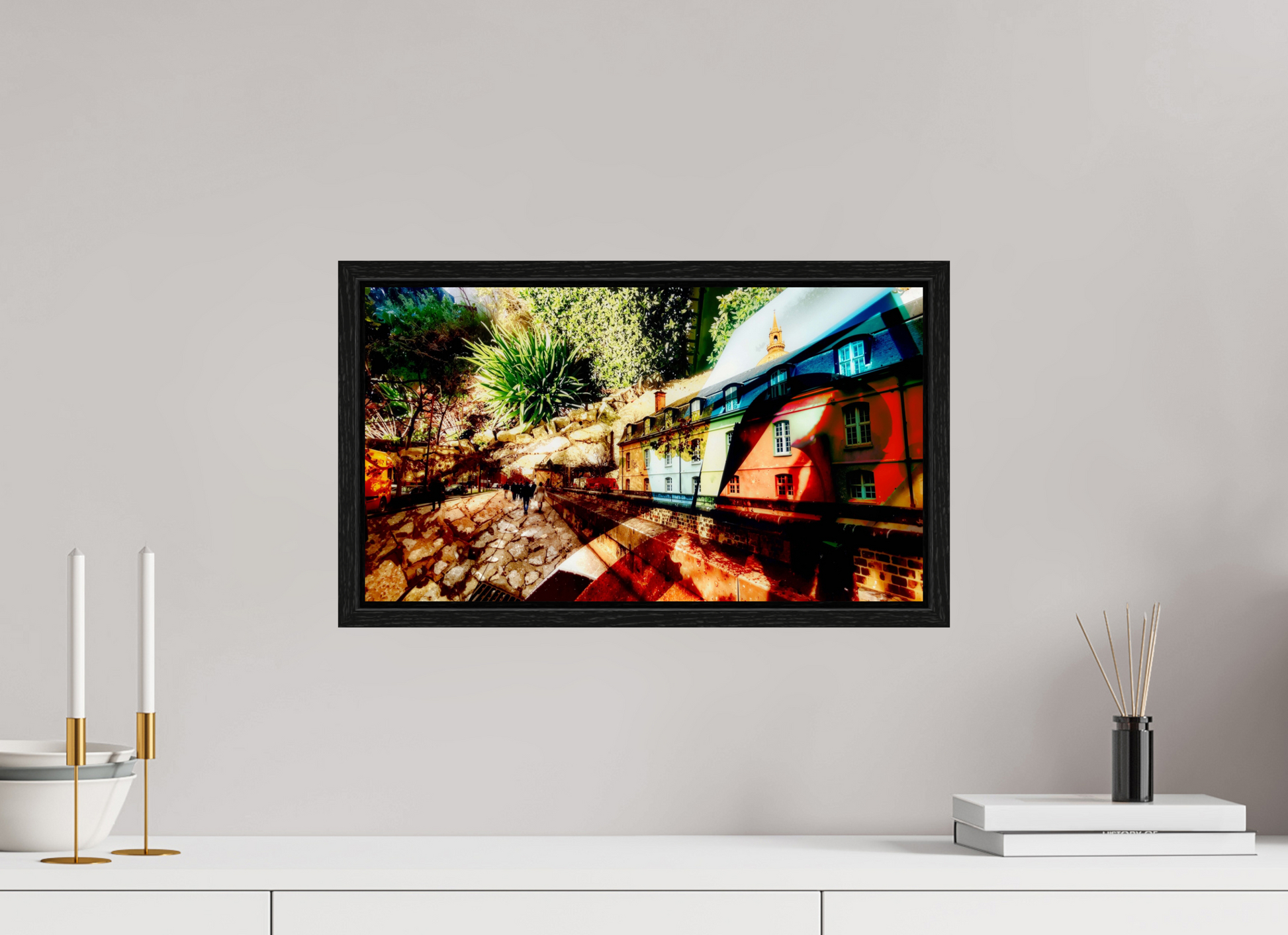 48 x 27 cm, 8 Black American Box Houses beneath the bark of the world