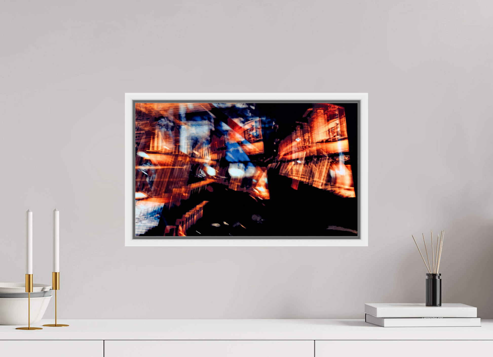 50 x 30 cm, 9 White American Box Fragments of a Glowing World