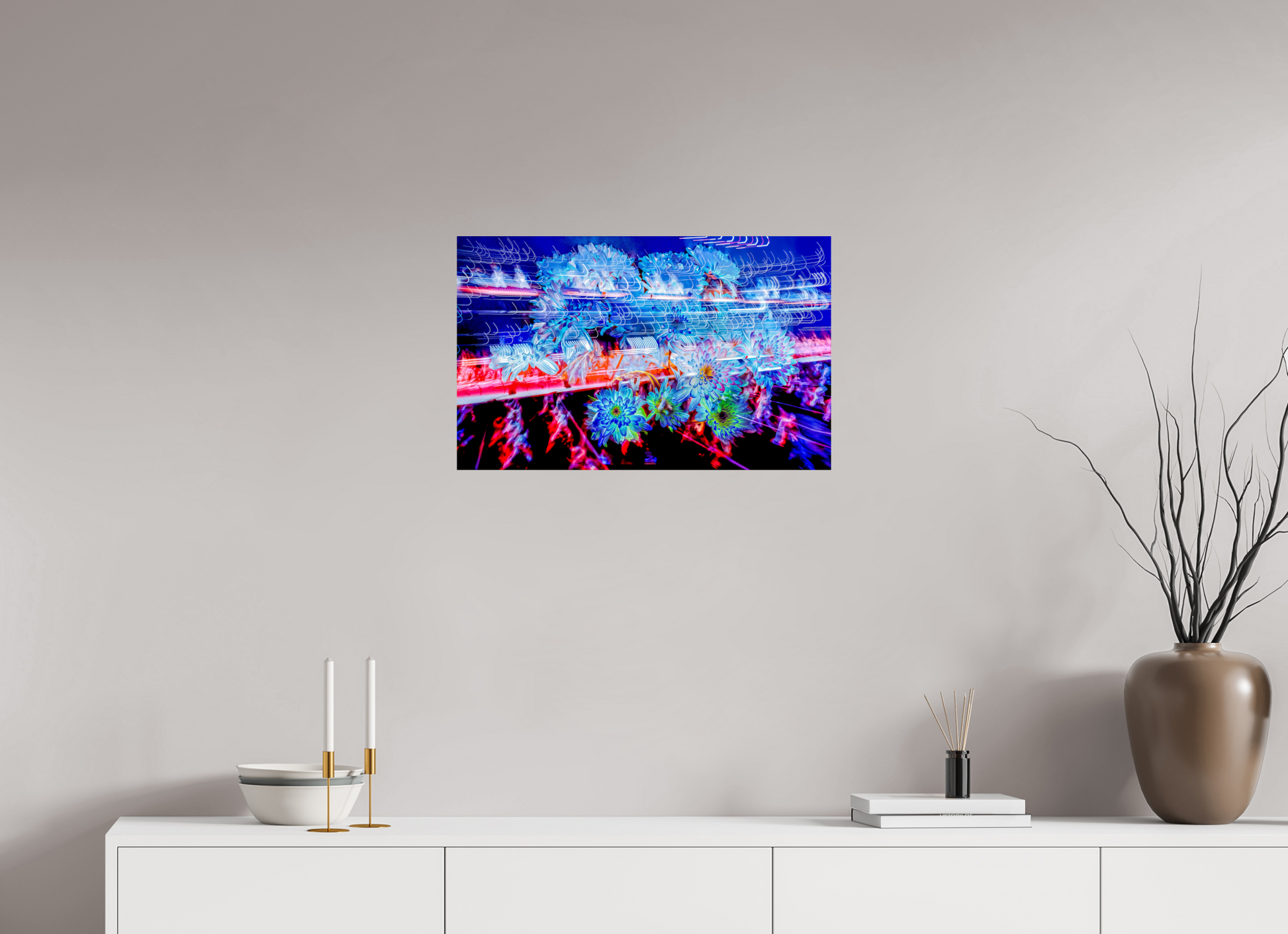 64 x 40 cm, 2 Photo print mounted on Dibond Blooms in the currents of soft matter