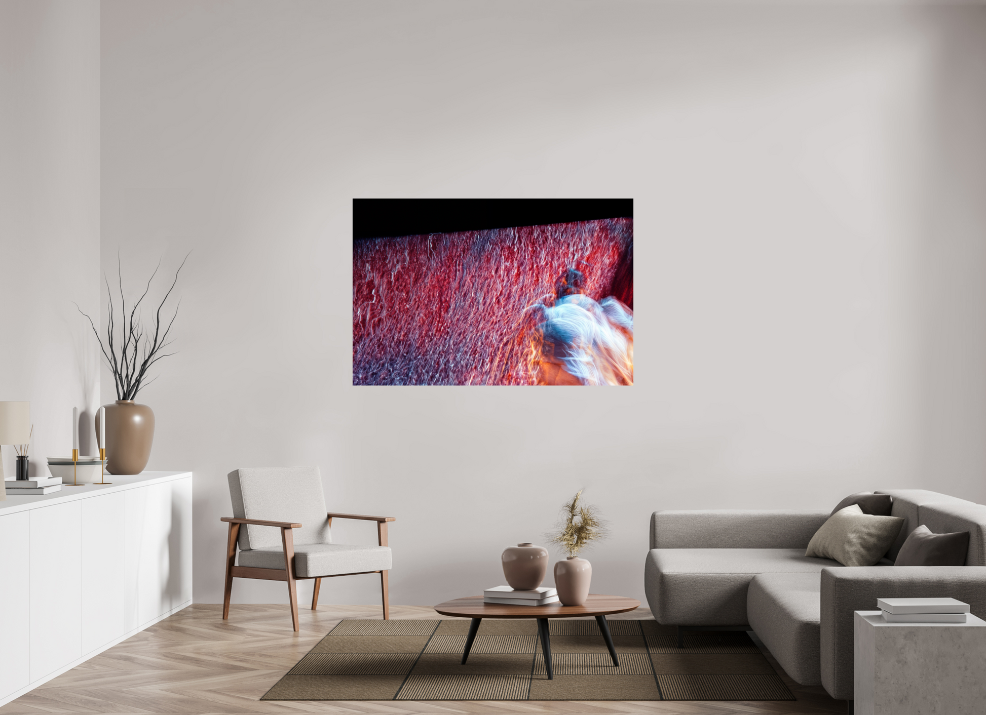 150 x 100 cm, 1 Single print on Fuji Crystal Pearl photo paper Where fire turns into rain