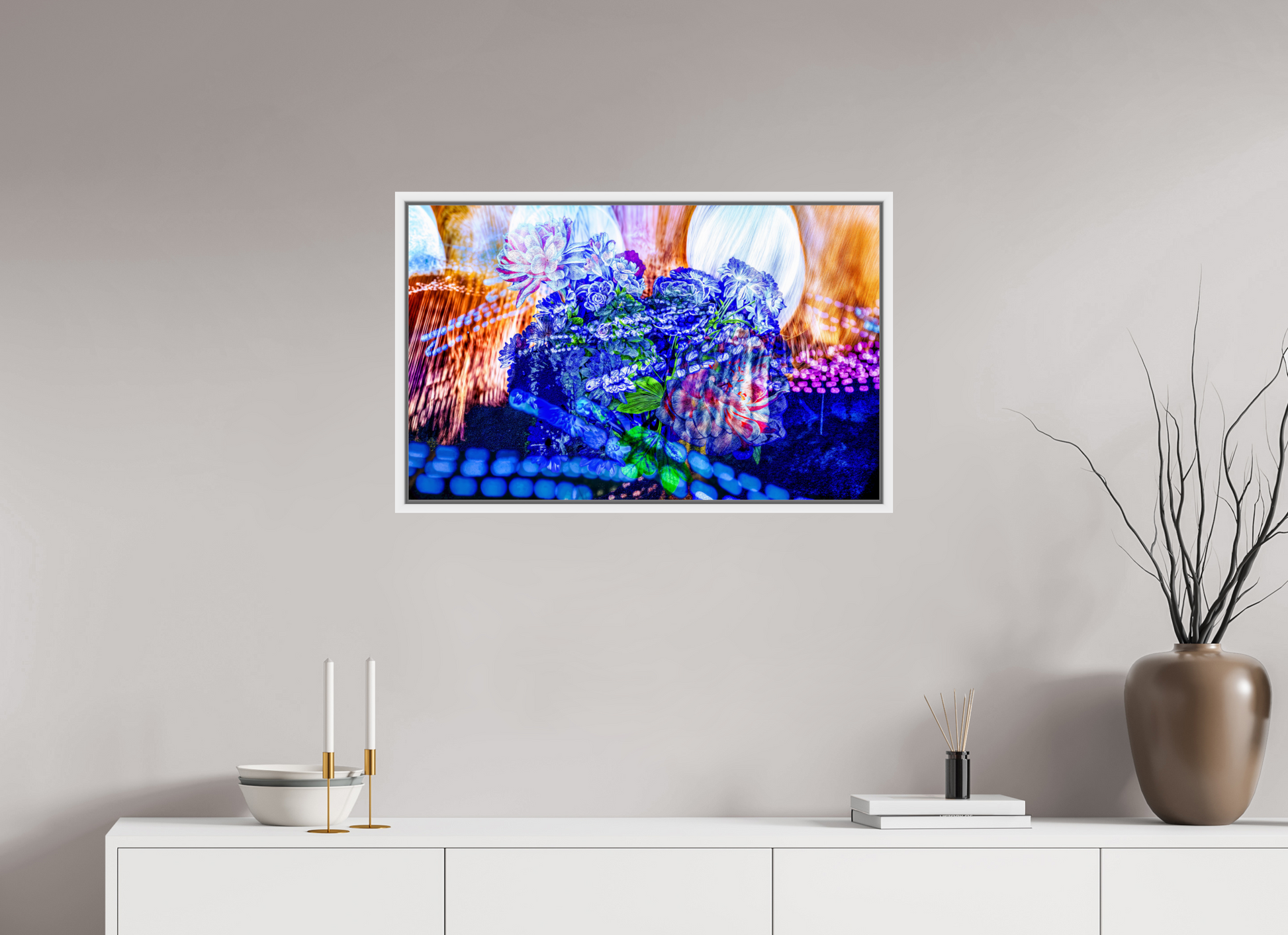 80 x 50 cm, 9 Caisse américaine Blanche Le souffle lumineux des fleurs