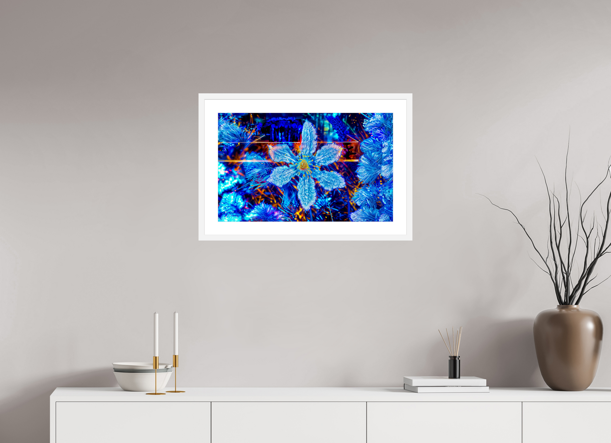 63.8 x 40 cm, 6 White Frame: White Mat The Flower That Dreamed of Stars