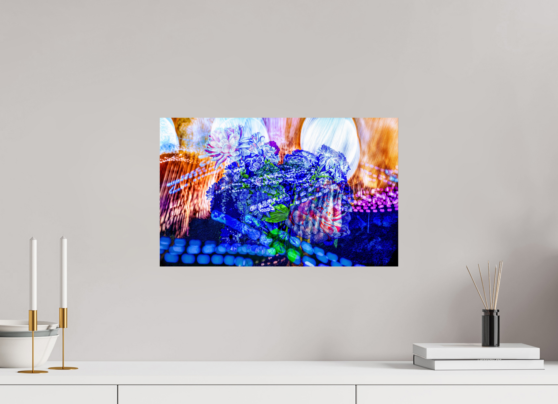 48 x 30 cm, 2 Tirage photo contrecollé sur Dibond Le souffle lumineux des fleurs