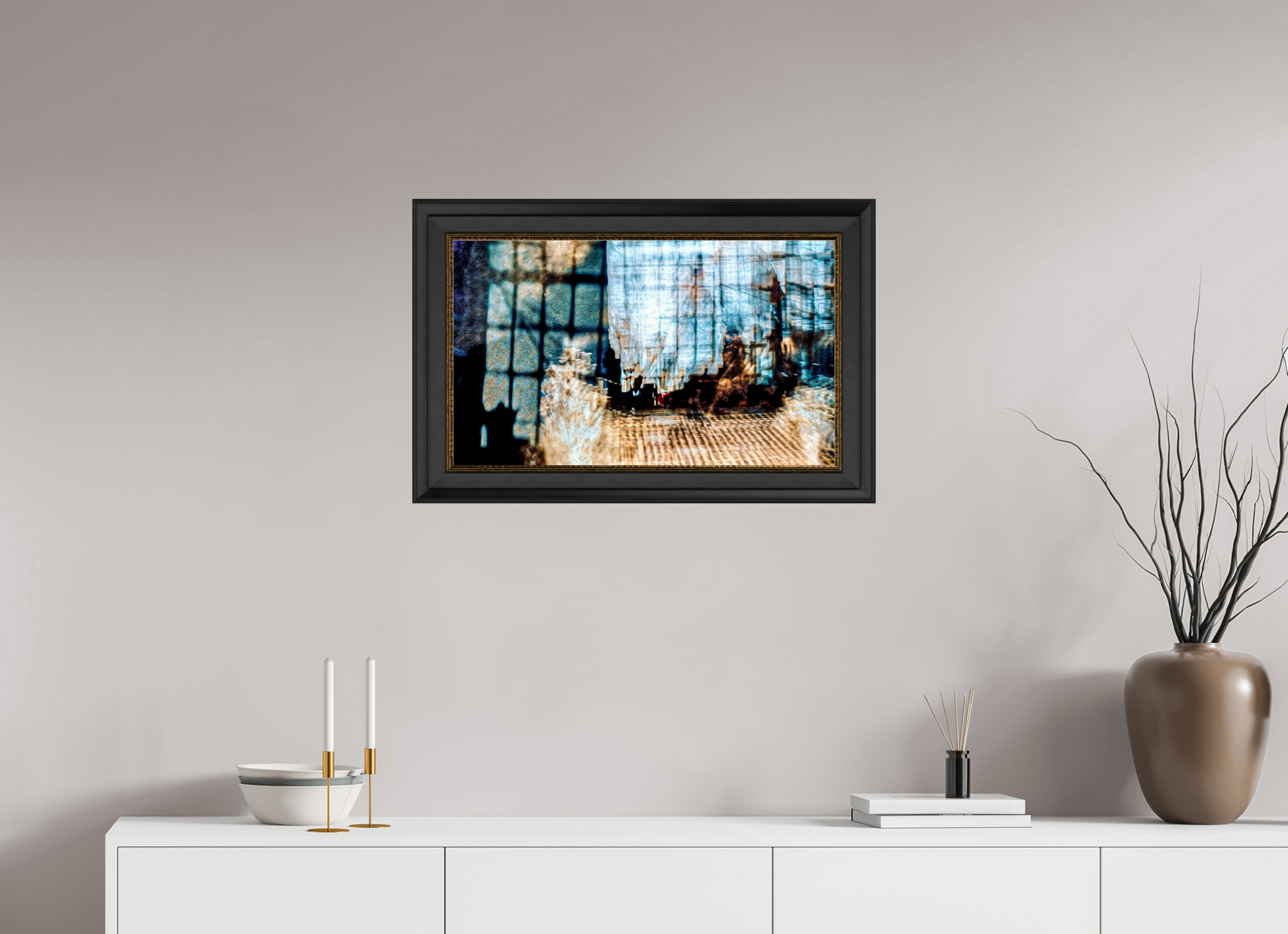 66.7 x 40 cm, 11 Black-Gold Frame Reflection of a World in Limbo