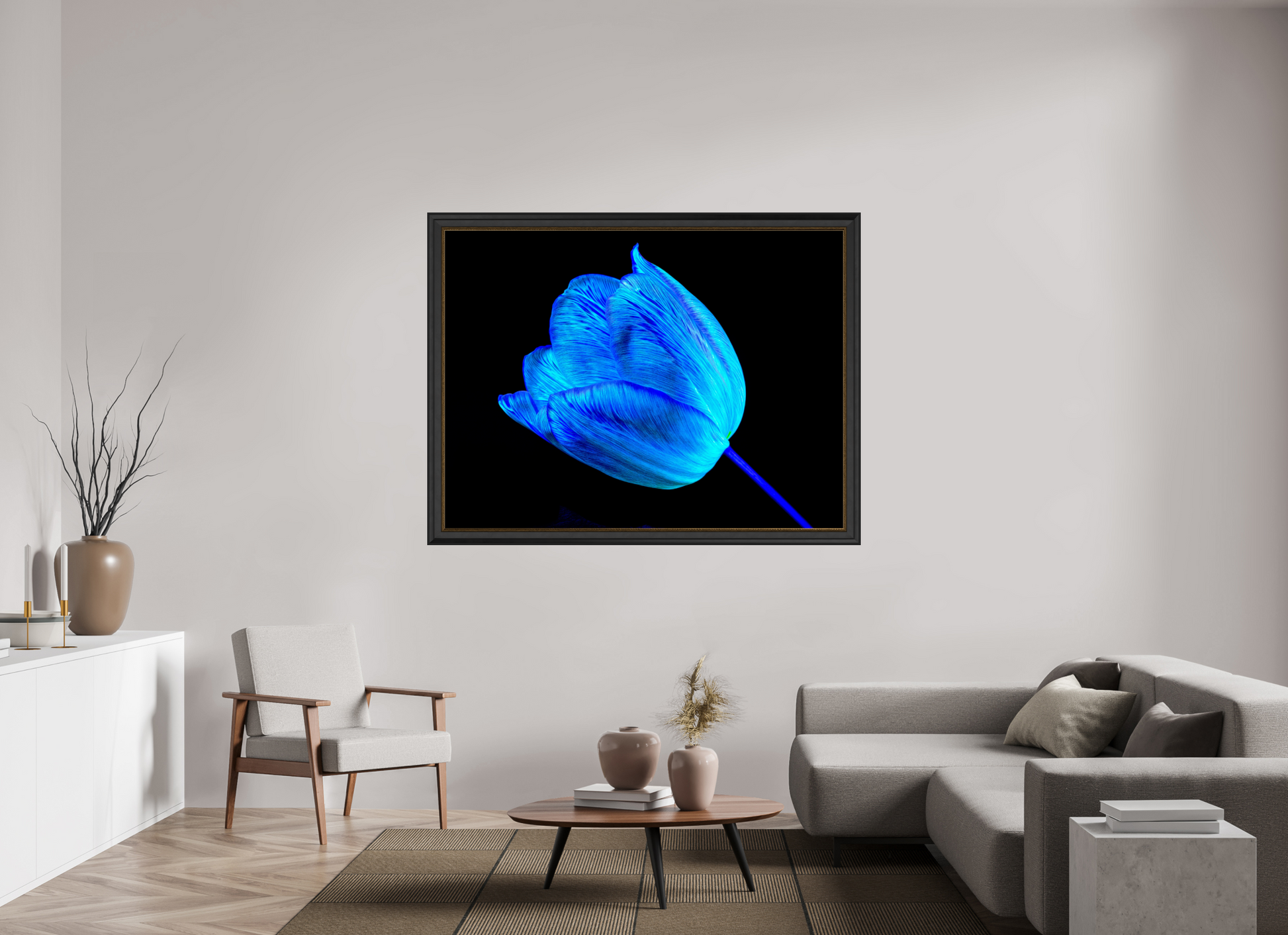 160 x 120 cm, 11 Black-Gold Frame Sheltered by your light