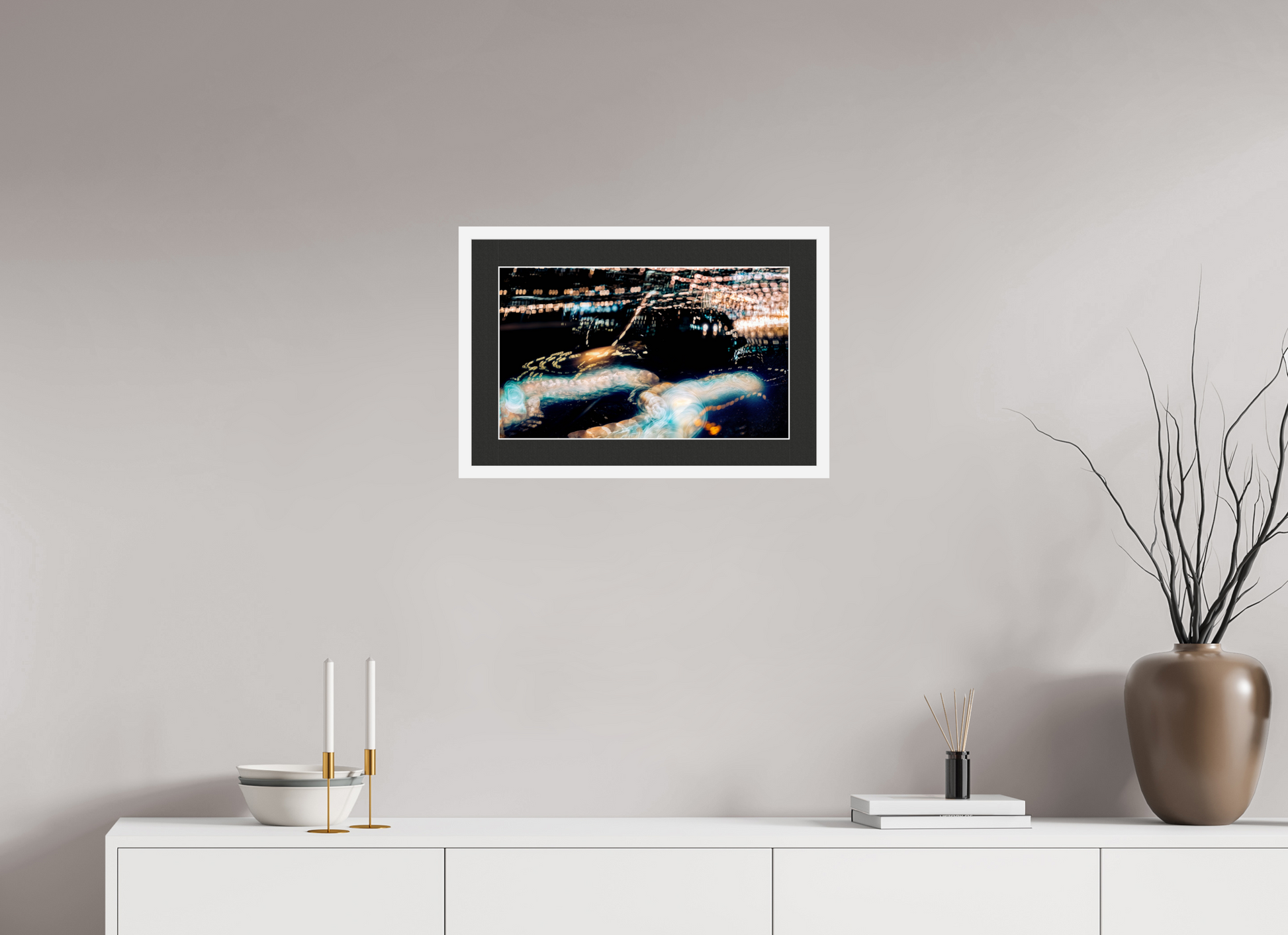 50.2 x 30 cm, 7 White Frame: Black Mat with White Border The Epic of Modern Fireflies
