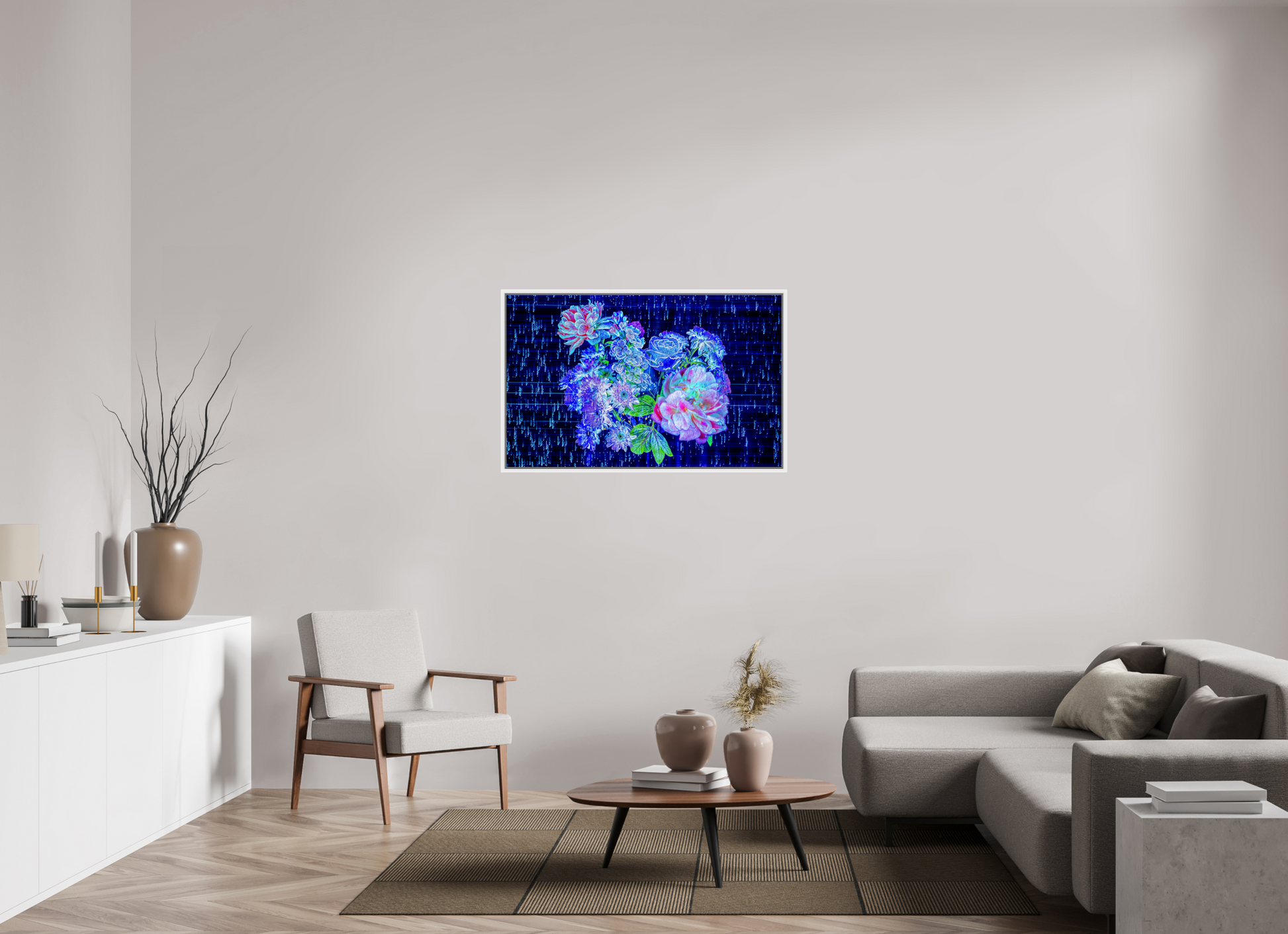 112 x 70 cm, 9 White American Box Blooms at the heart of the stellar code