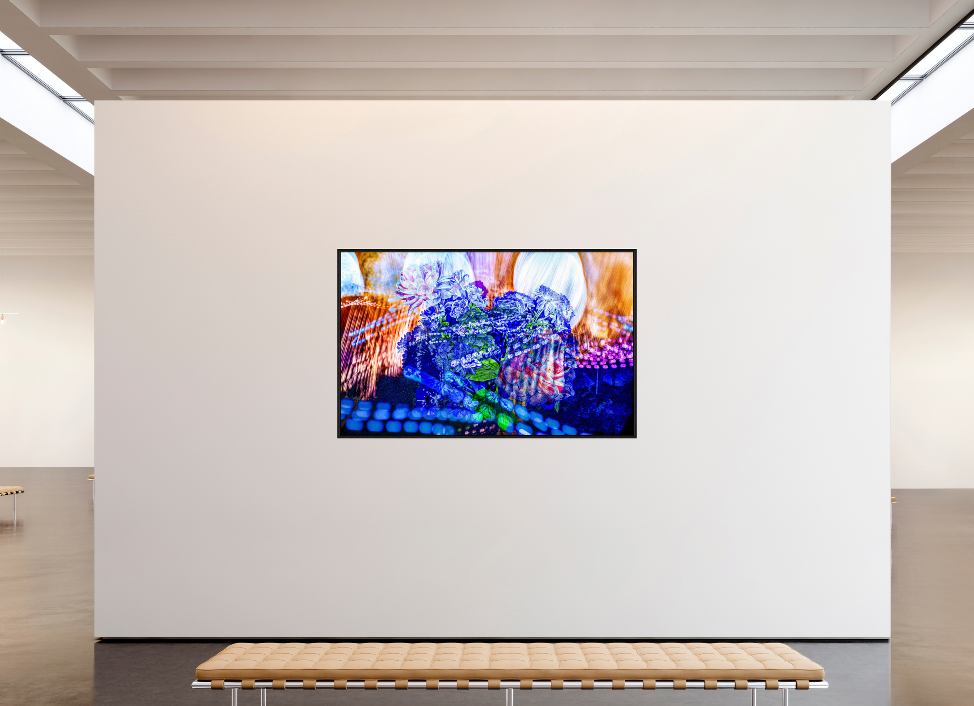 192 x 120 cm, 8 Caisse américaine Noire Le souffle lumineux des fleurs