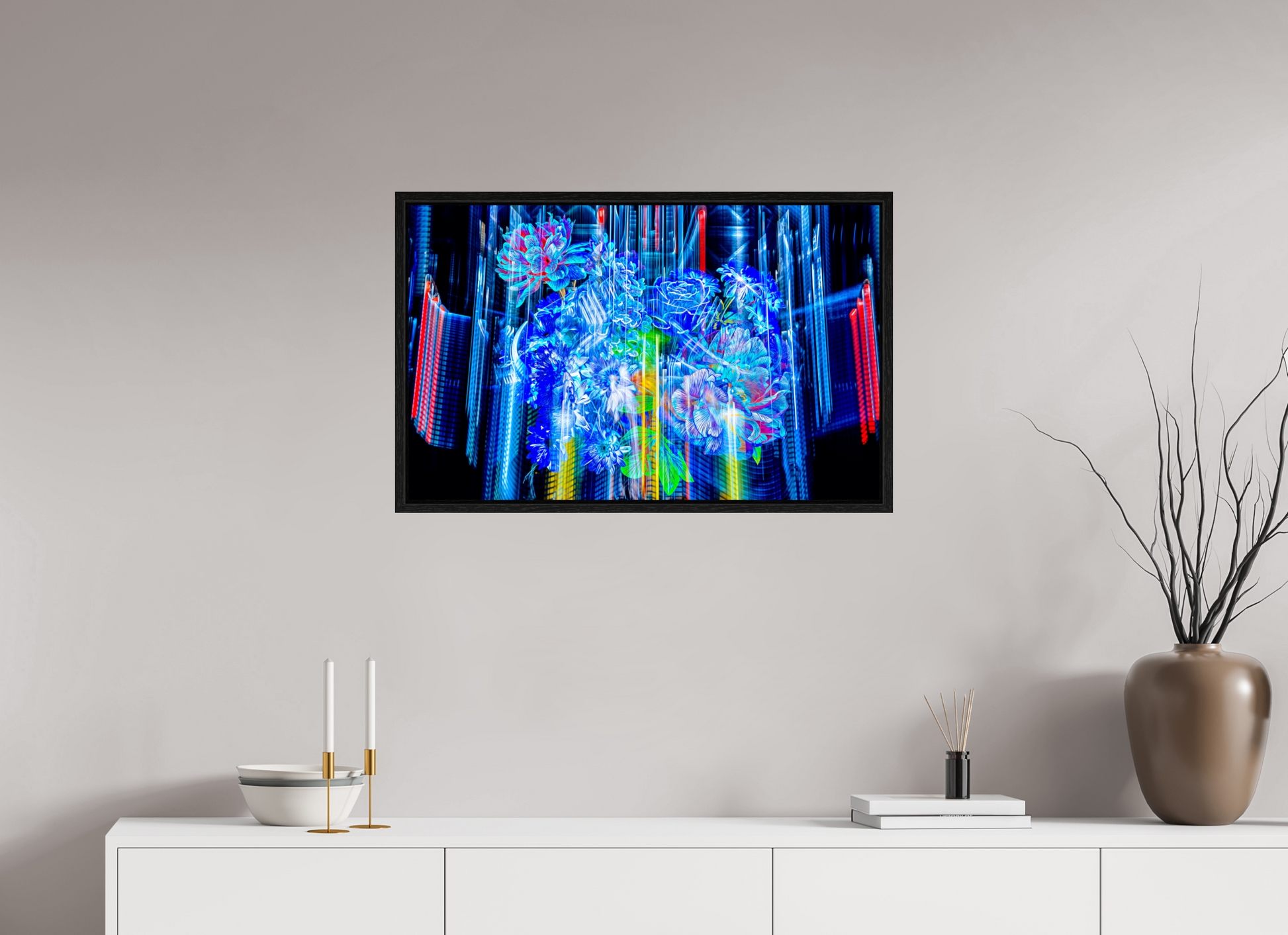 80 x 50 cm, 8 Caisse américaine Noire Floraisons du monde cybernétique