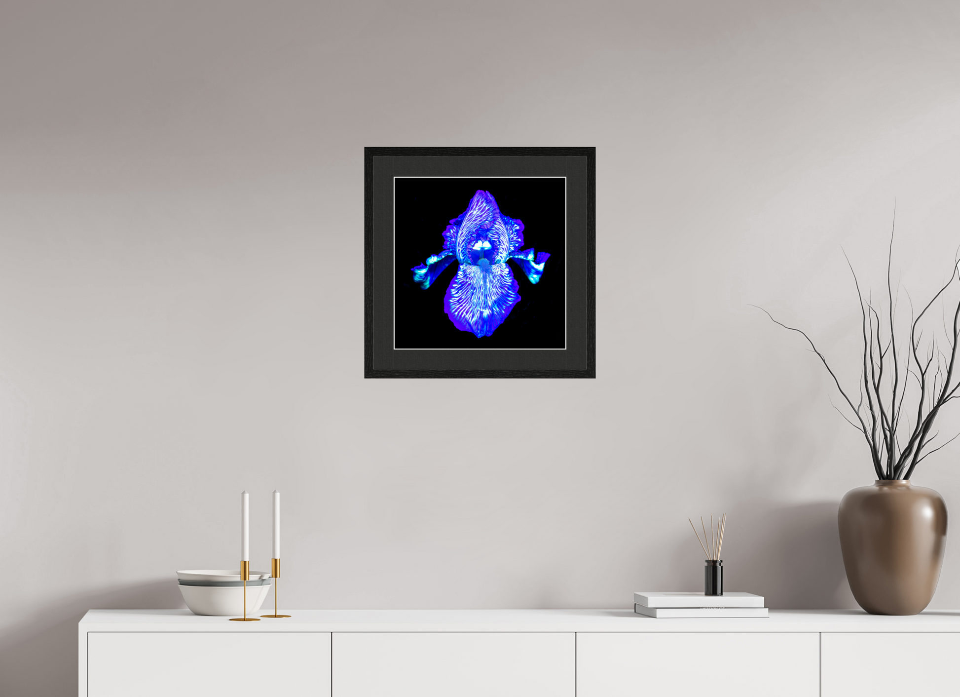 40 x 40 cm, 5 Cadre Noir : Passe-Partout Noir lisière Blanche Iris des Profondeurs Lumineuses