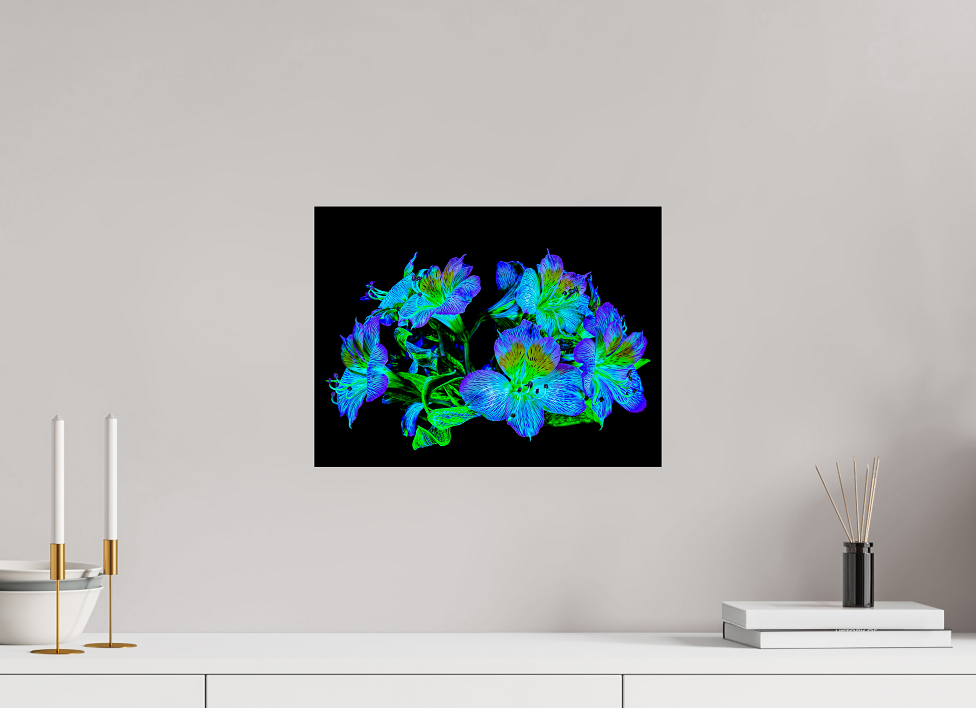 40 x 30 cm, 3 Tirage photo sous Verre acrylique Constellation Florale