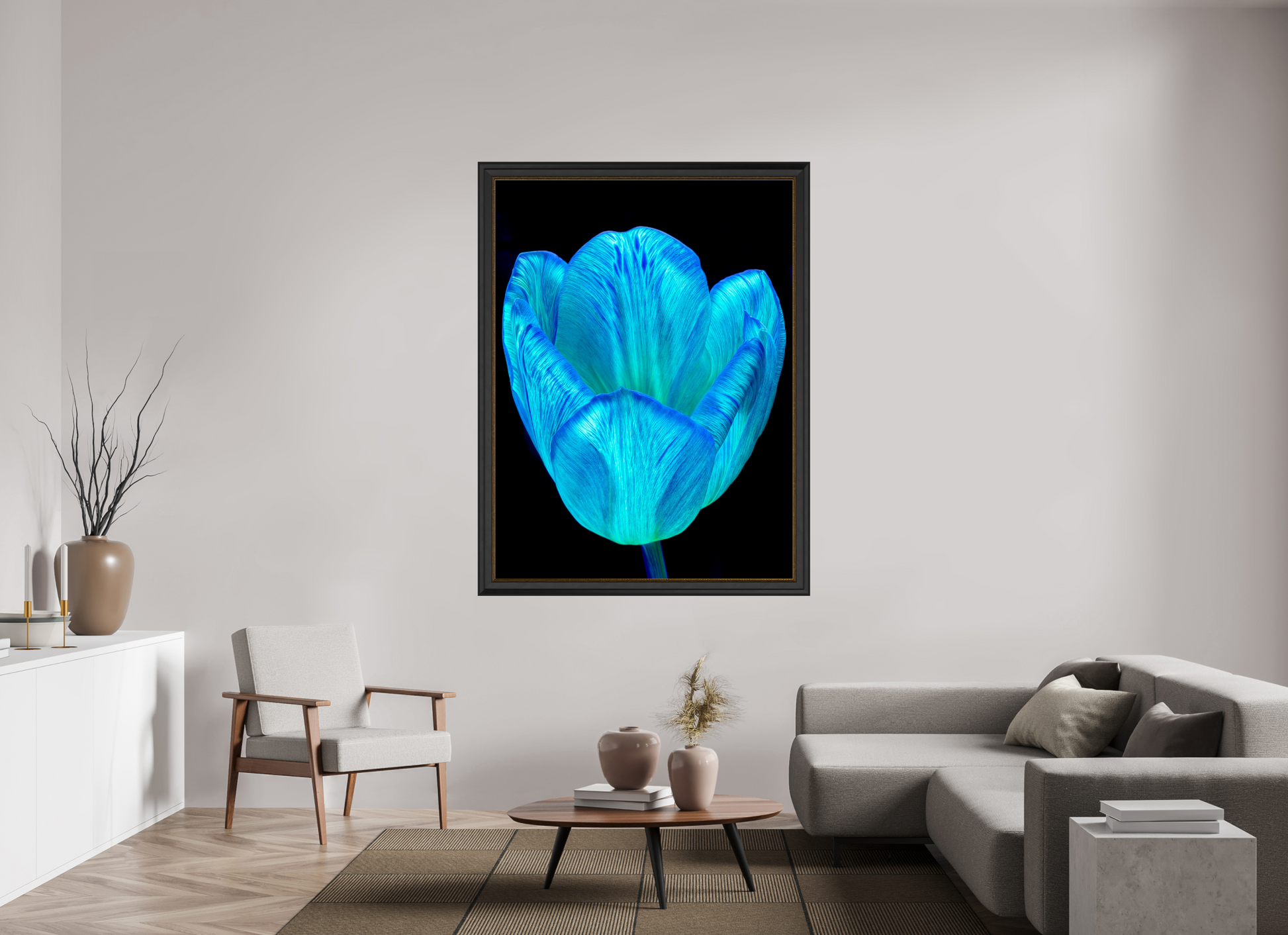 120 x 160 cm, 11 Cadre Noir-Or Calice de lumière