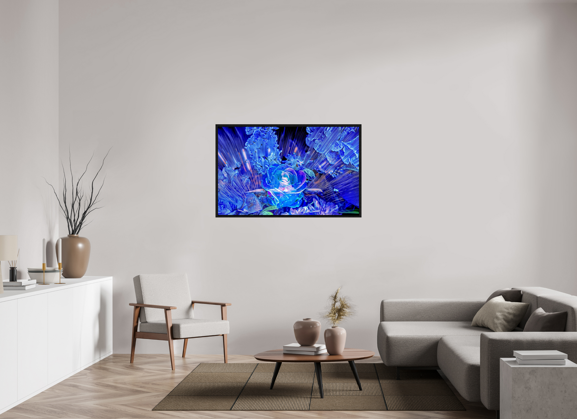 128 x 80 cm, 8 Caisse américaine Noire Rose née d’un éclat céleste