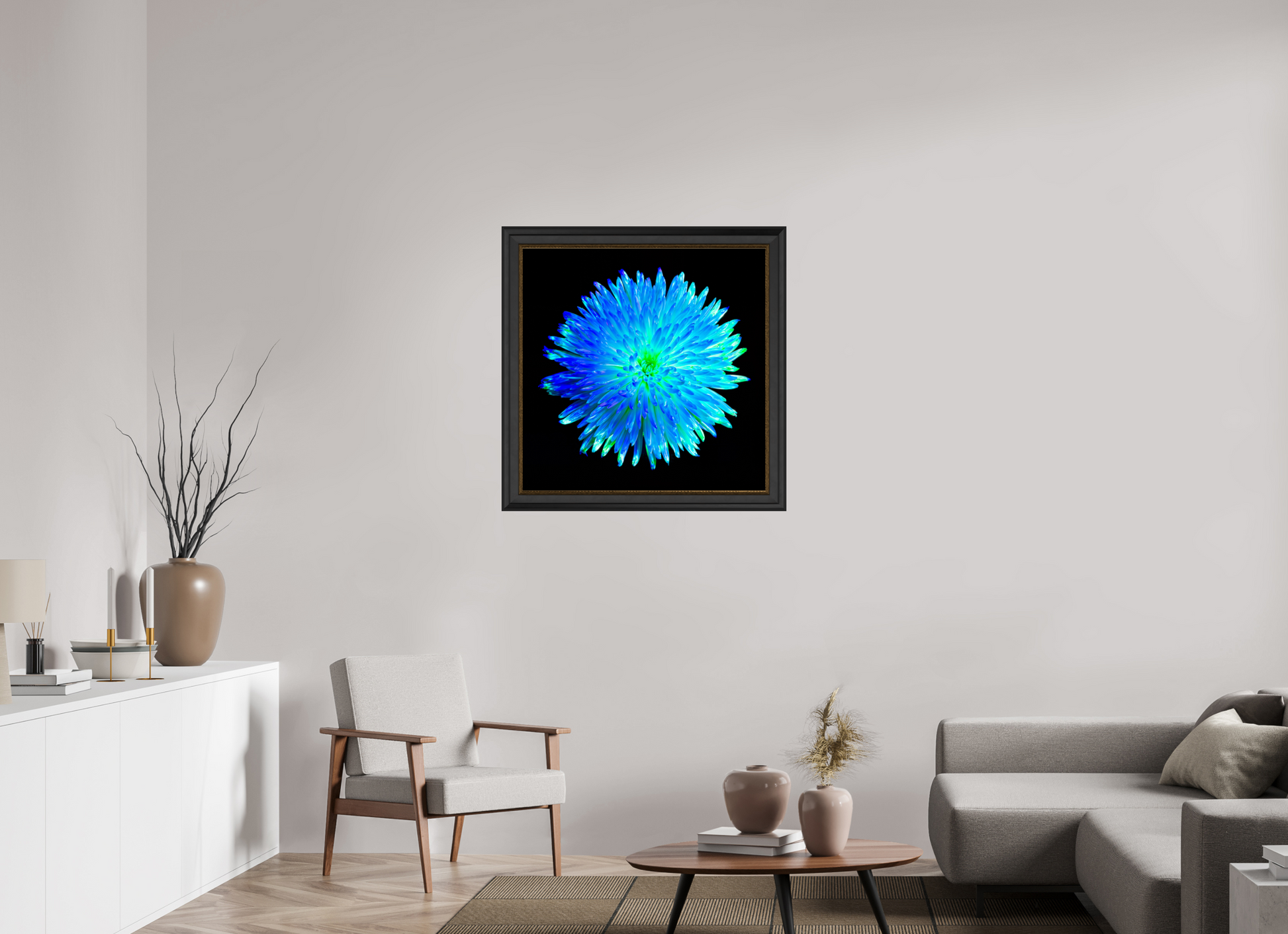 80 x 80 cm, 11 Black-Gold Frame The Blue Star