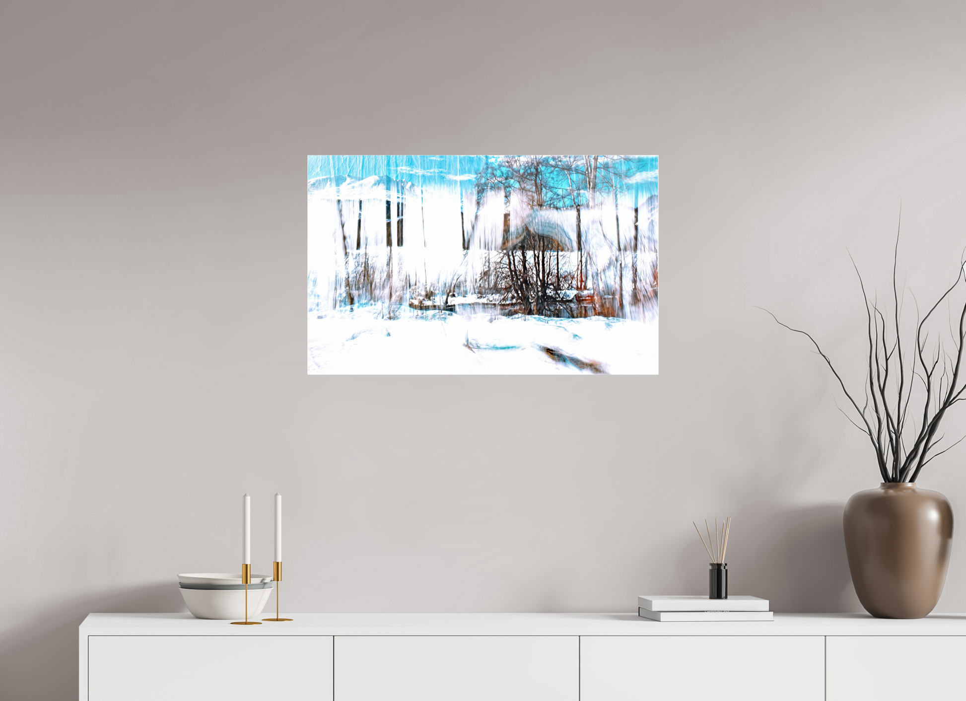 80 x 50 cm, 3 Photo print under acrylic glass LA Forest singing snow