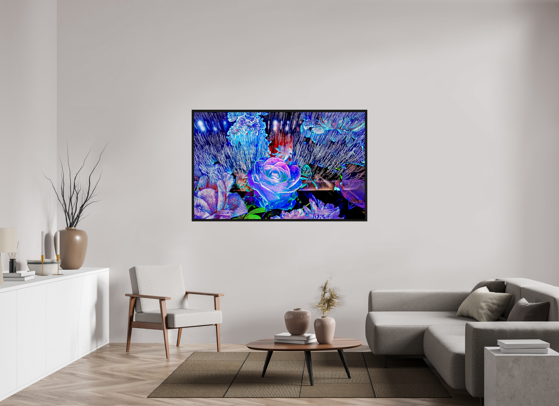 160 x 100 cm, 8 Black American Box When light remembers flowers