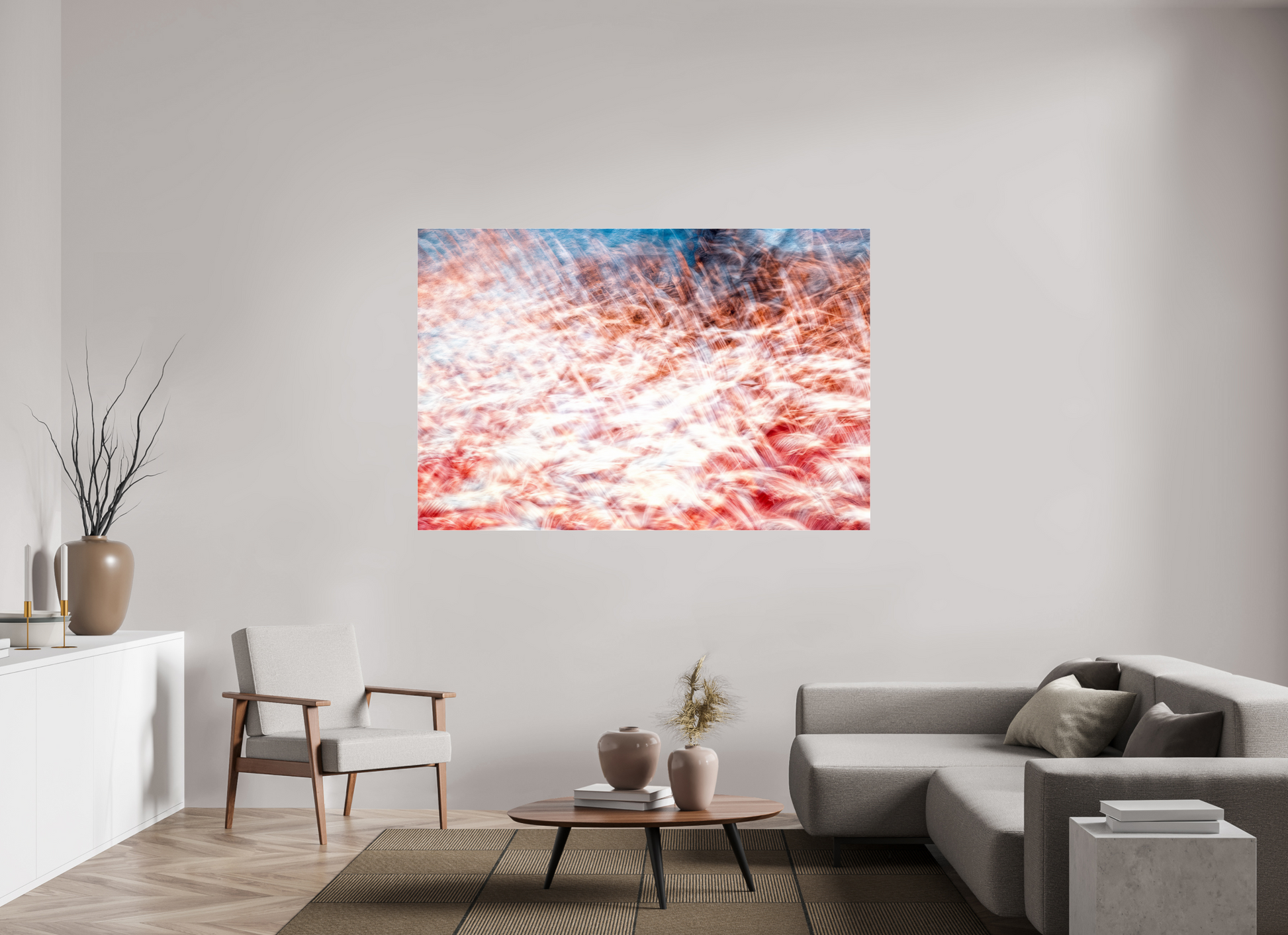 180 x 120 cm, 3 Photo print under acrylic glass The Sea of Red Feathers