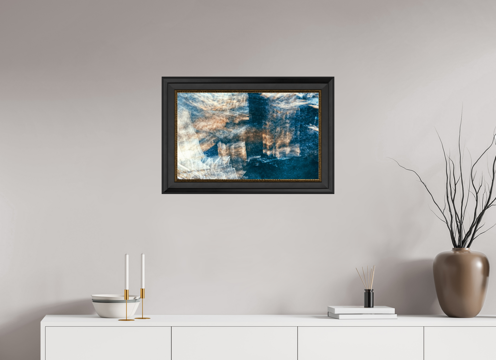 64.2 x 40 cm, 11 Black-Gold Frame Cartography of a faded dream