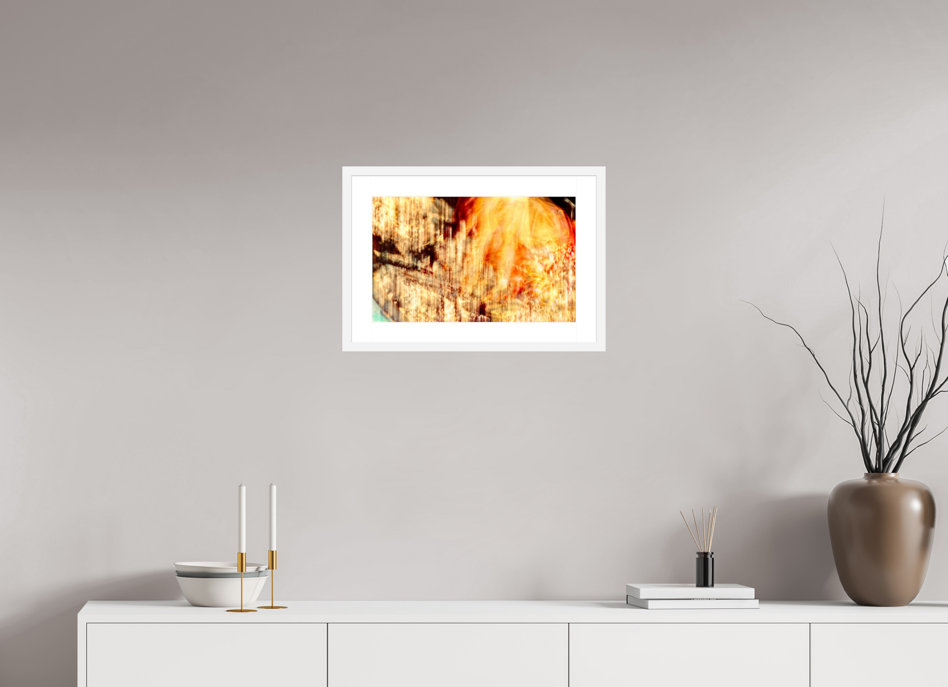 48 x 30 cm, 6 White Frame: White Mat The incandescent heart of the world