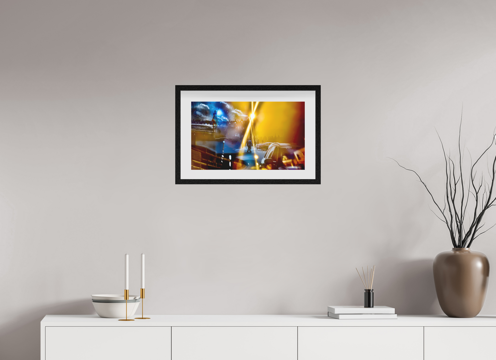 50 x 30 cm, 10 Black Floating Frame The Passage of Golden Shadows