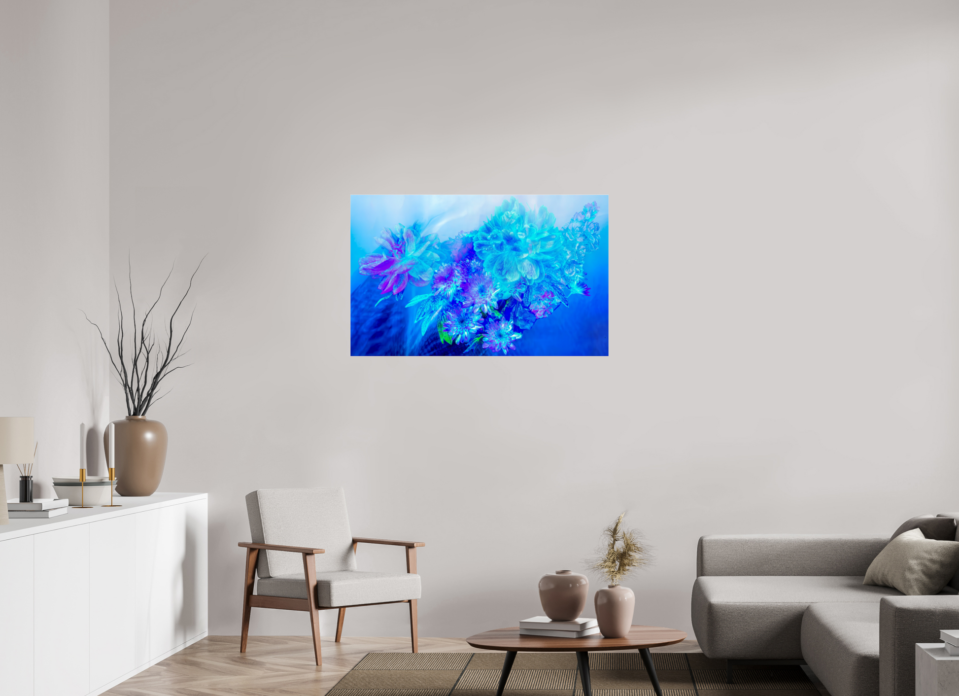 112 x 70 cm, 3 Tirage photo sous Verre acrylique Le Murmure des fleurs dans le Voile du Ciel